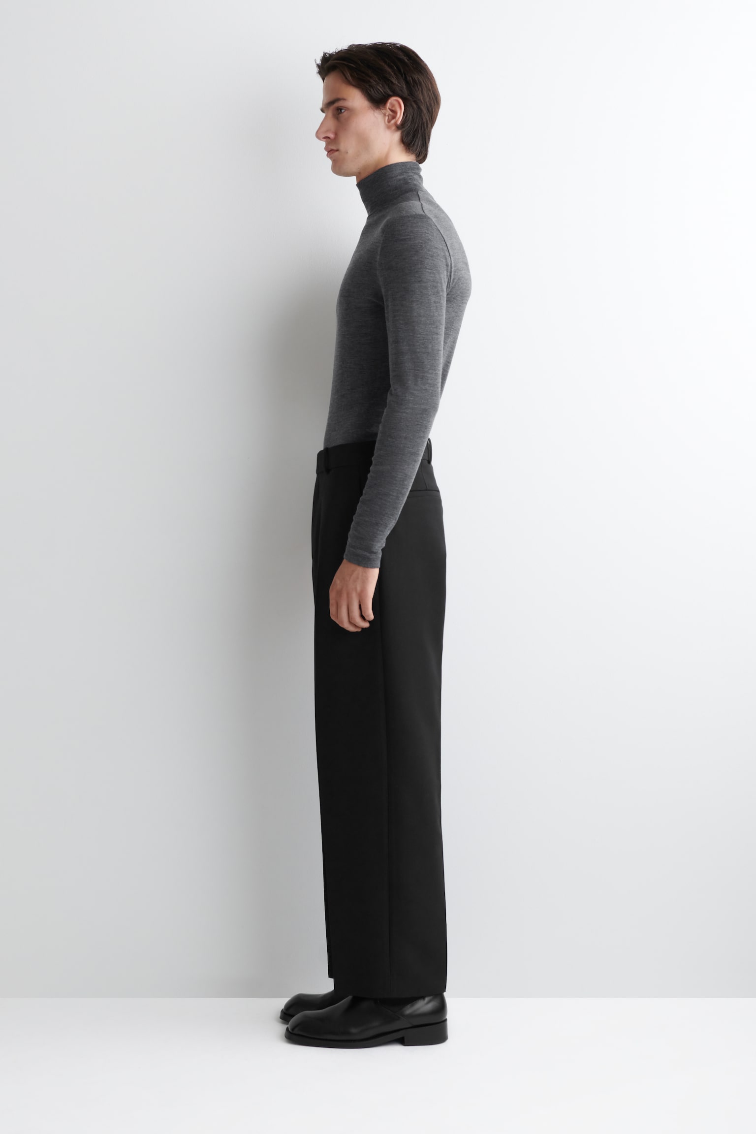 HAUT À COL ROULÉ SLIM EN JERSEY DE LAINE - GRIS FONCÉ/BRUN FONCÉ/NOIR - 6