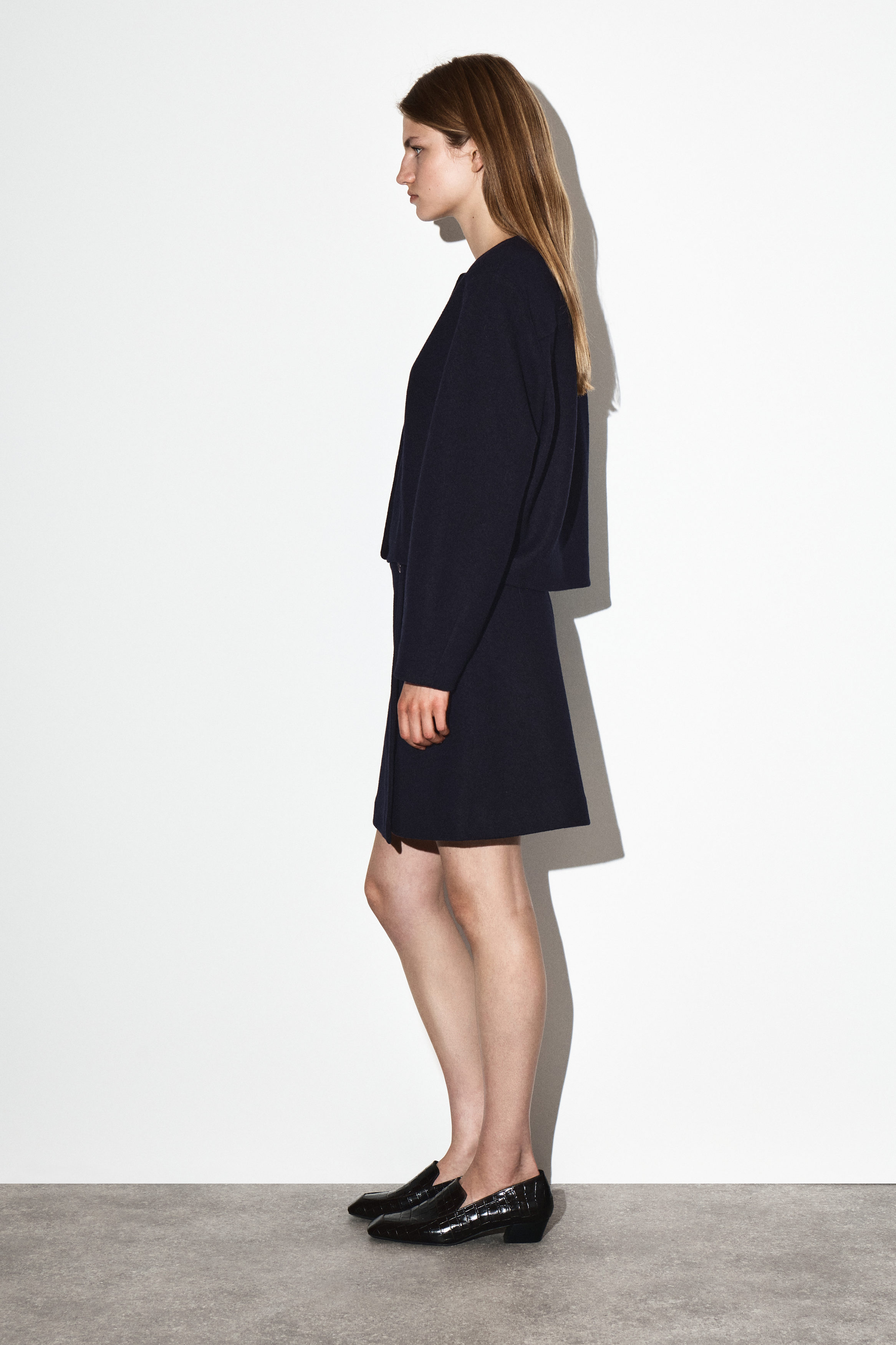 MINIGONNA IN LANA MERINO COTTA BLU NAVY COS