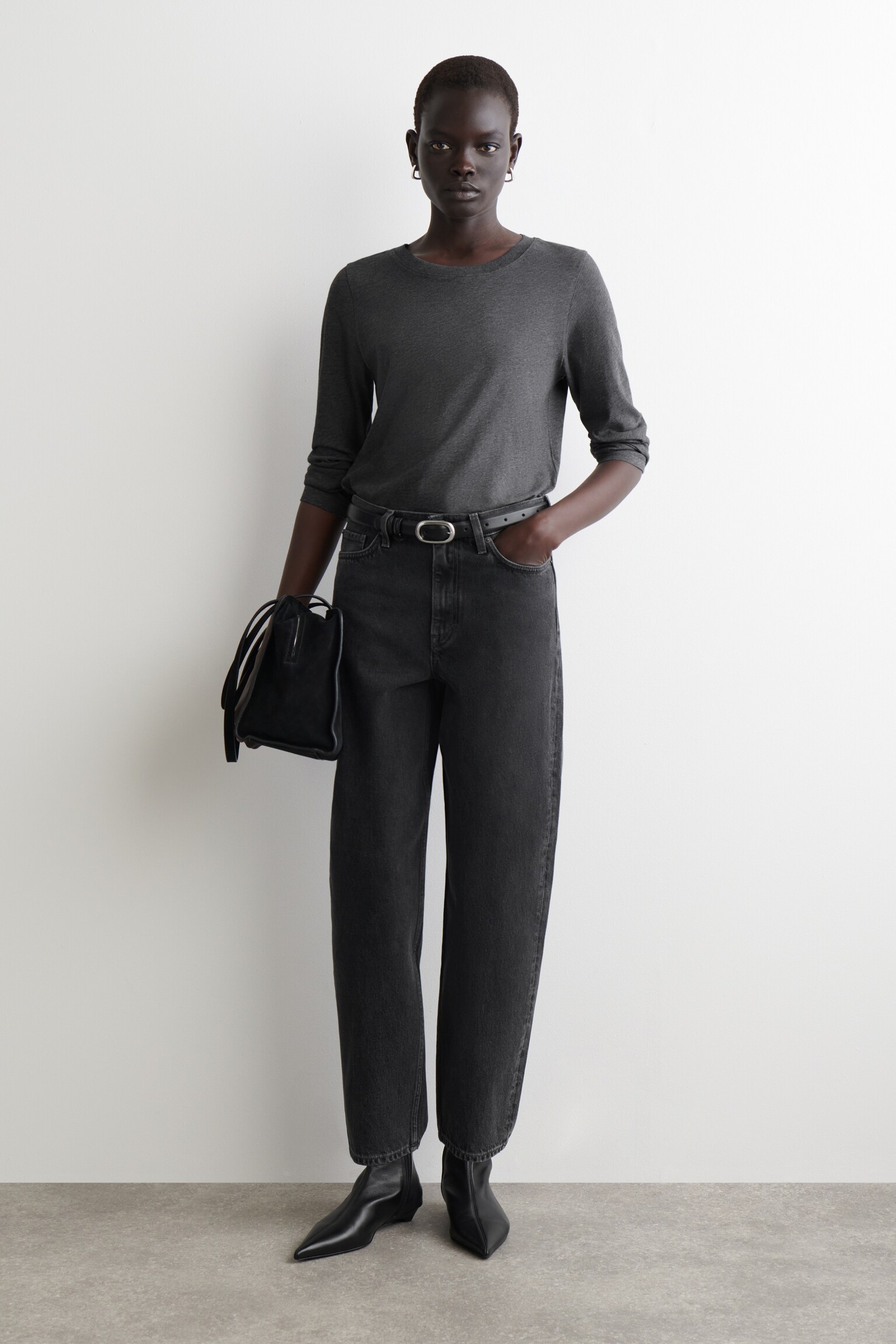 CAMISETA 24/7 DE MANGA LARGA - GRIS JASPEADO/BLANCO/MARRÓN/RAYAS - 5