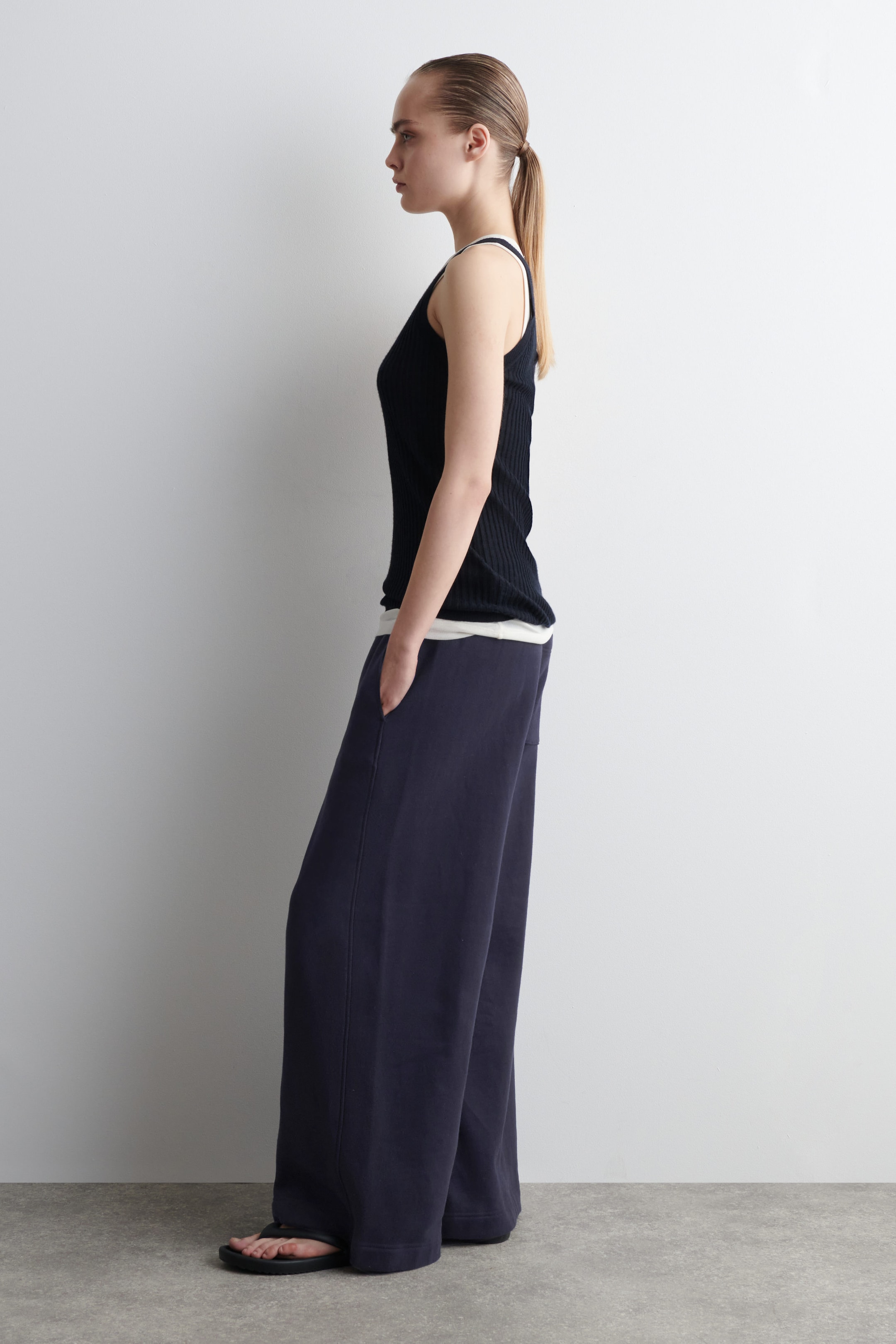 BRUSHED-COTTON WIDE-LEG JOGGERS