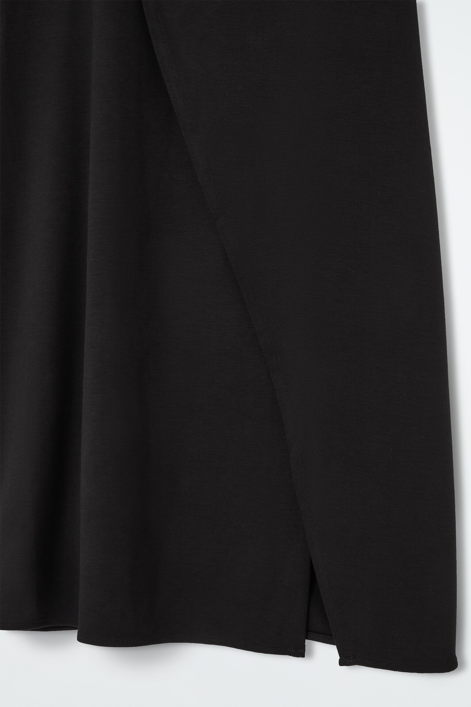 JERSEY WRAP MIDI SKIRT - BLACK - 3