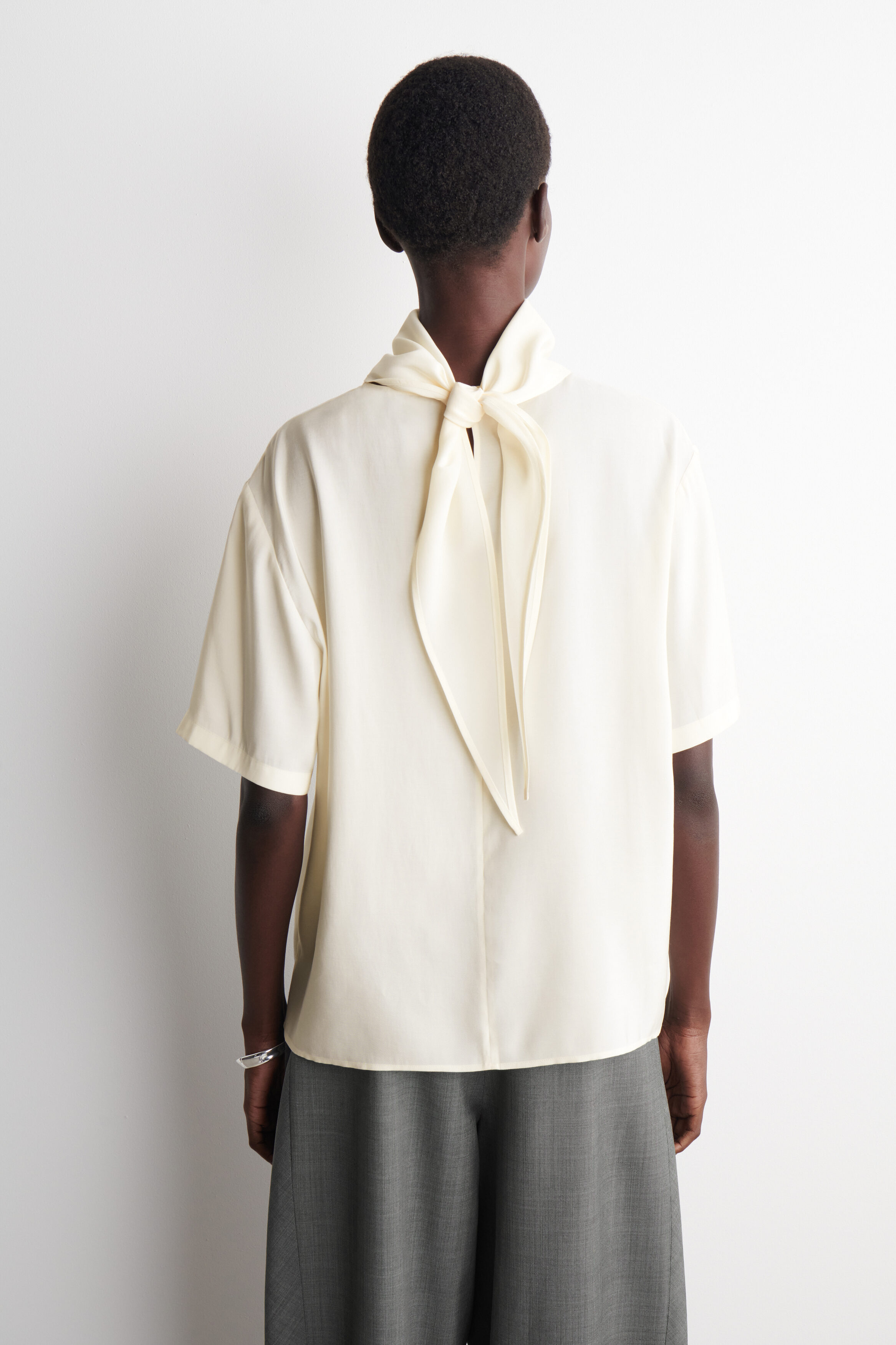 DRAPED SCARF-DETAIL TOP - IVORY | COS US