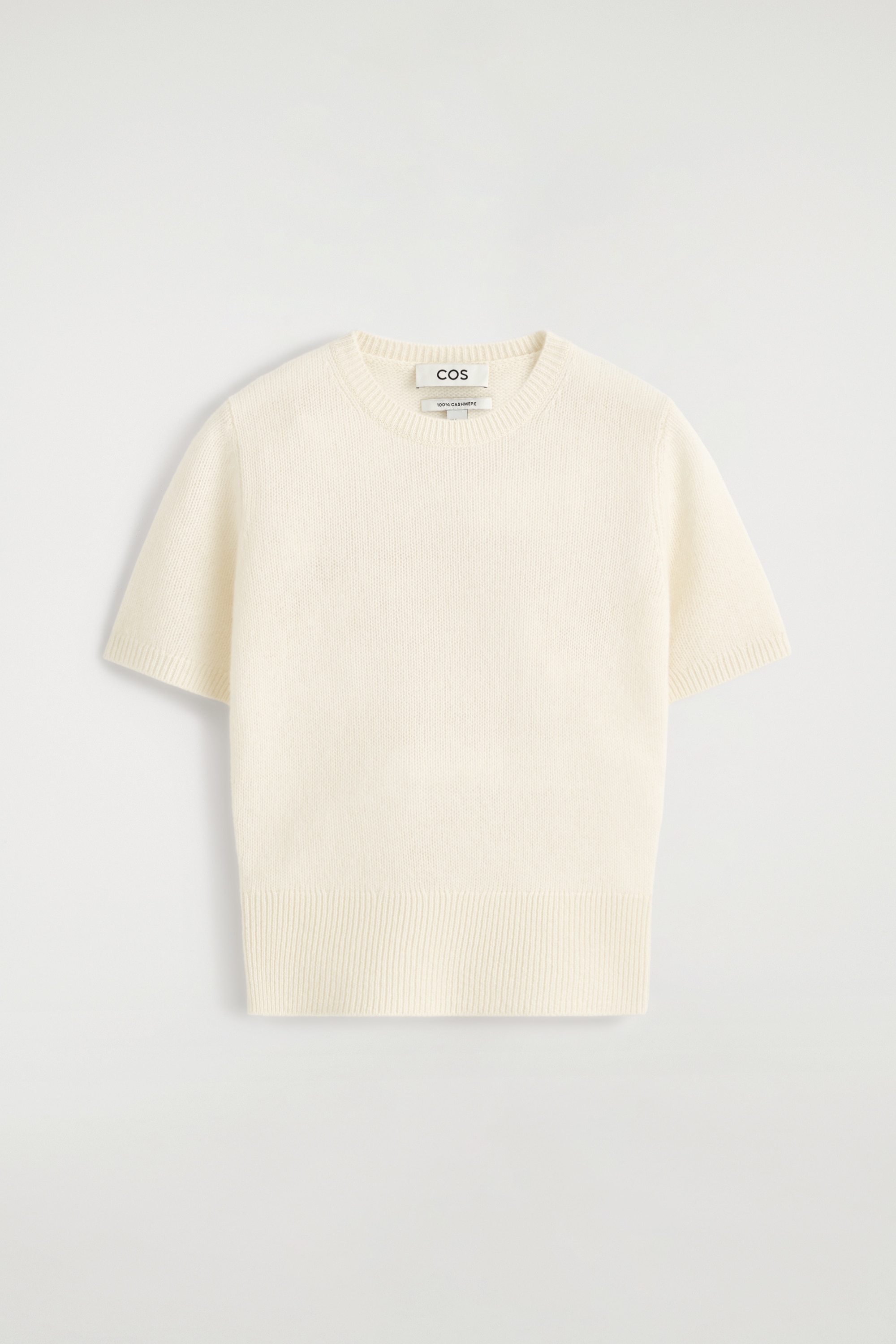 T-SHIRT EN CACHEMIRE - CRÈME/BRUN FONCÉ