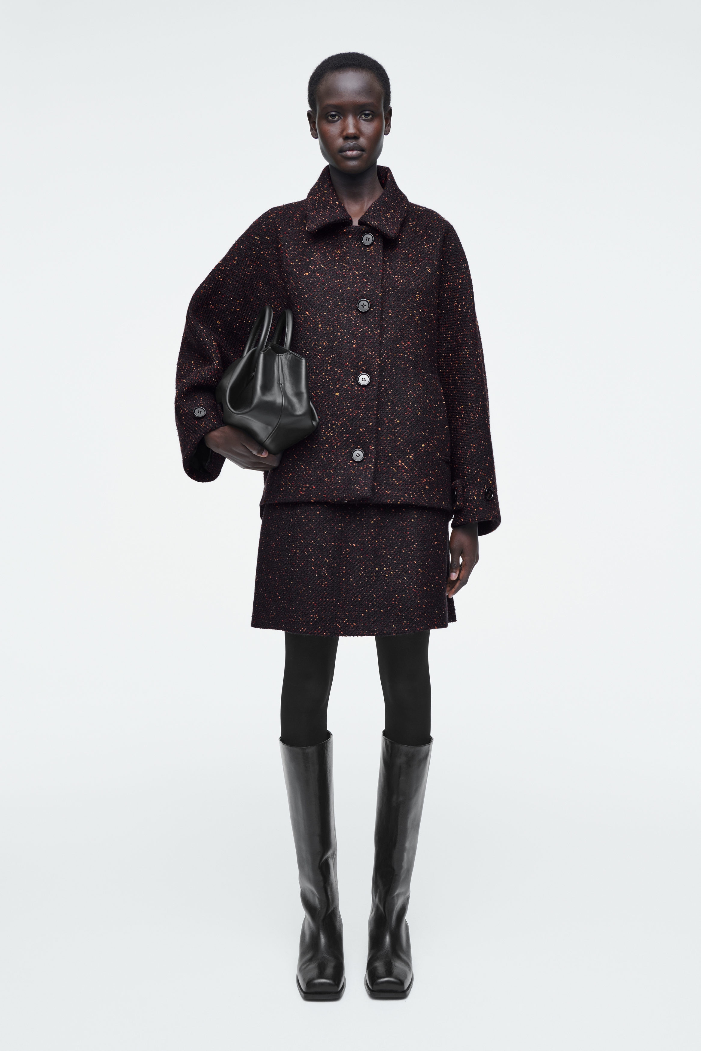 ジャケット・アウター COS WOOL MIX HYBRID CAPE COS Cropped Double-Faced Hybrid Jacket in BLACK | endource