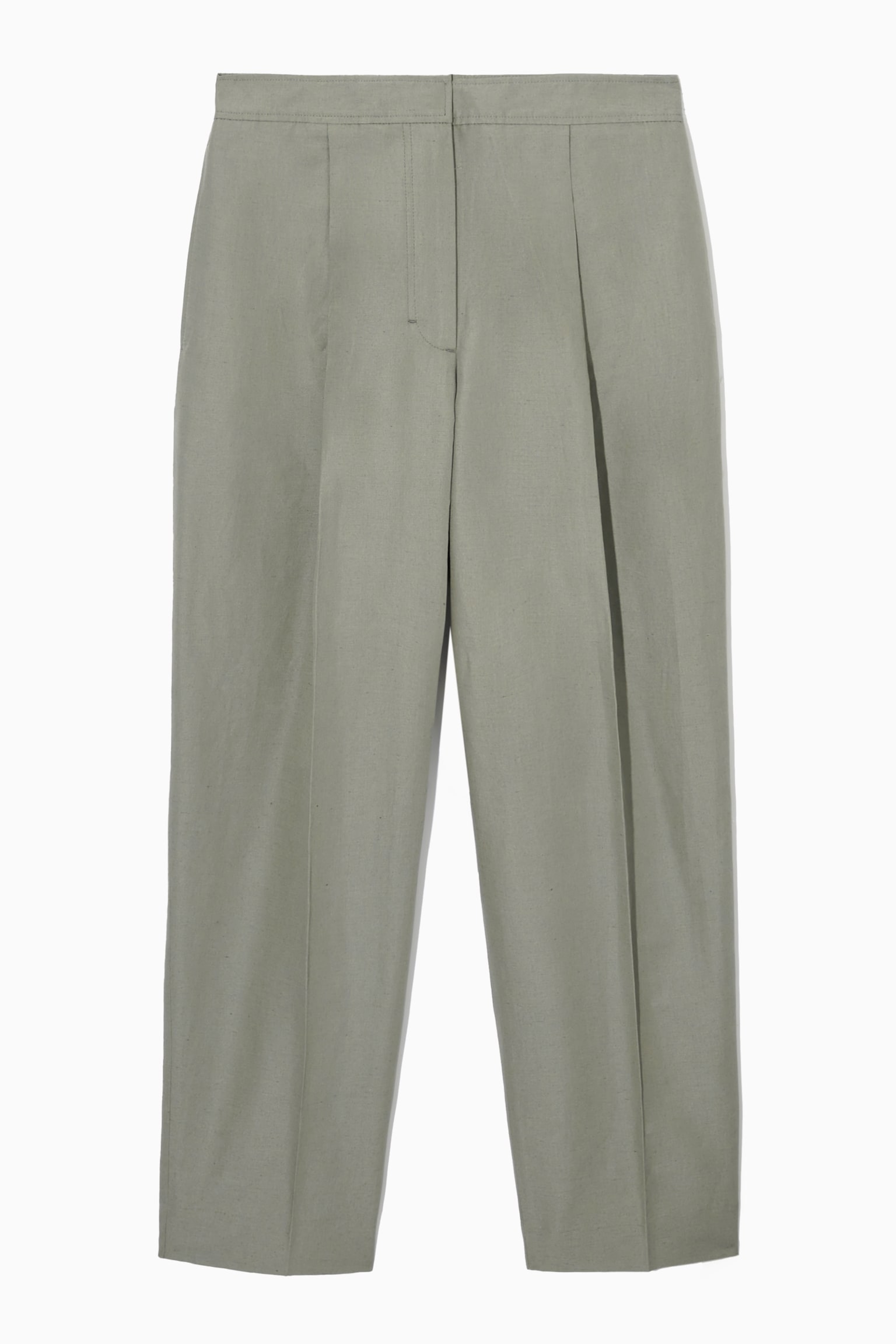 REGULAR LINEN-BLEND TAPERED CHINOS - STONE