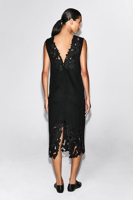 EMBROIDERED DOUBLE-FACED WOOL DRESS — CARBON 5