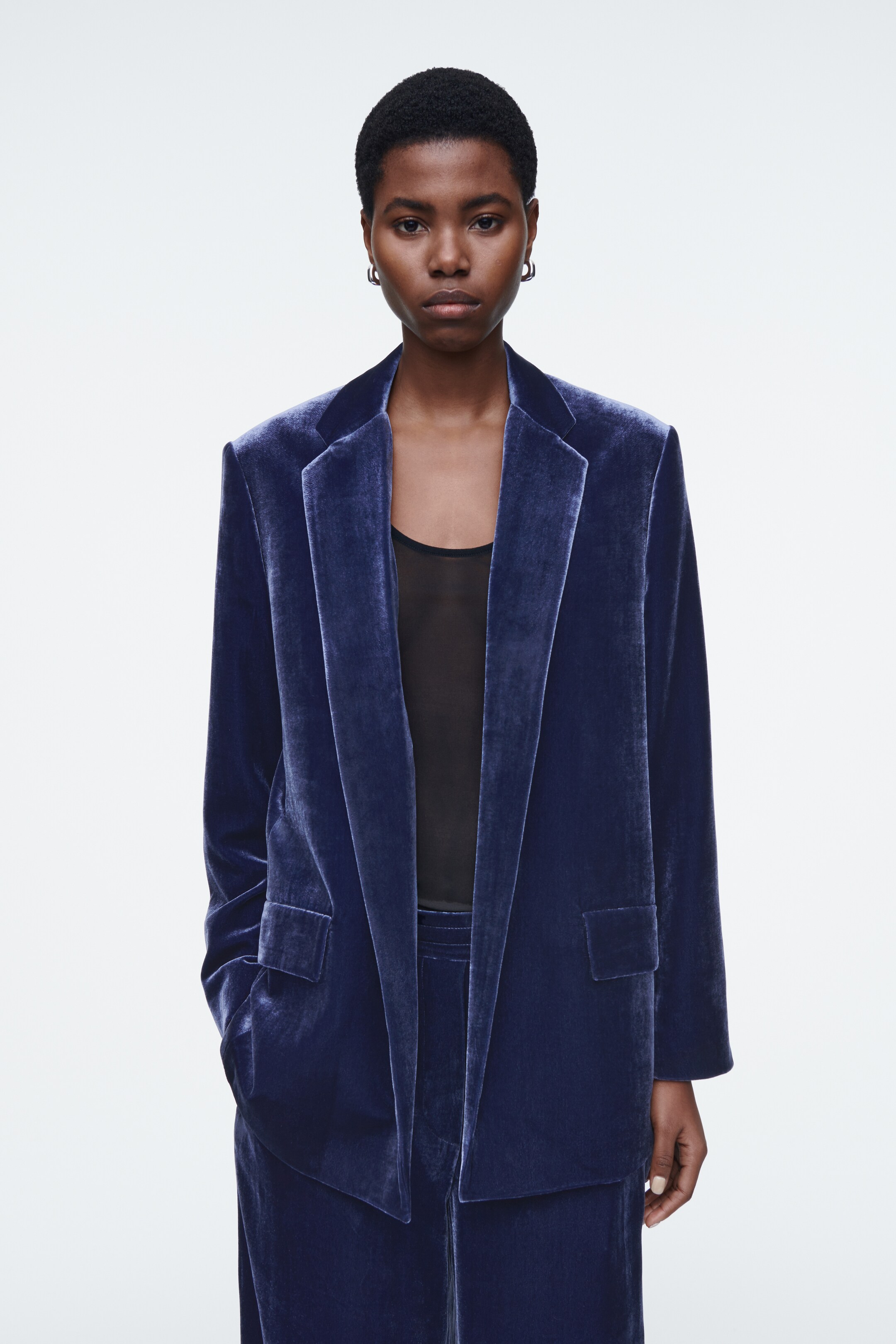 Grösseres Bild ansehen: SAMTBLAZER AUS SEIDEN-MIX - Blau - DAMEN | H&M CH 1