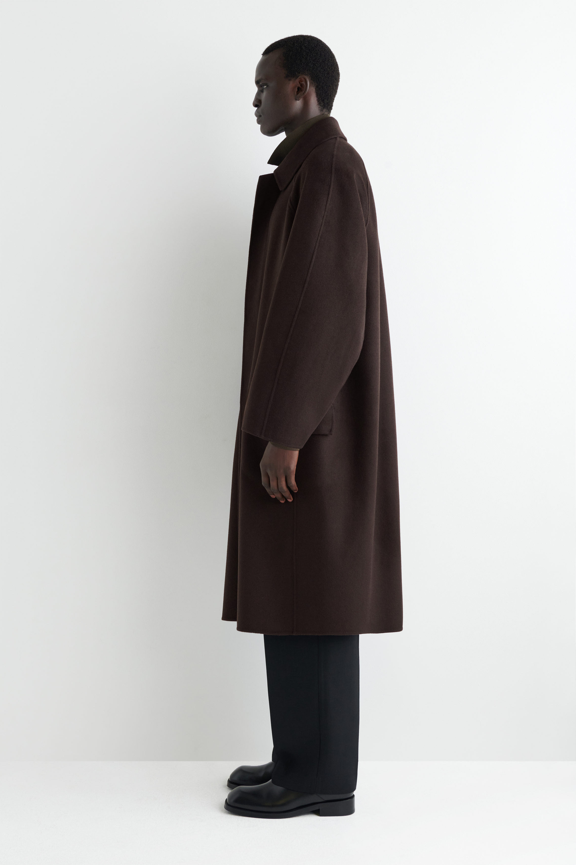 DOUBLE-FACED WOOL LONG CAR COAT - CHOCOLATE | COS US