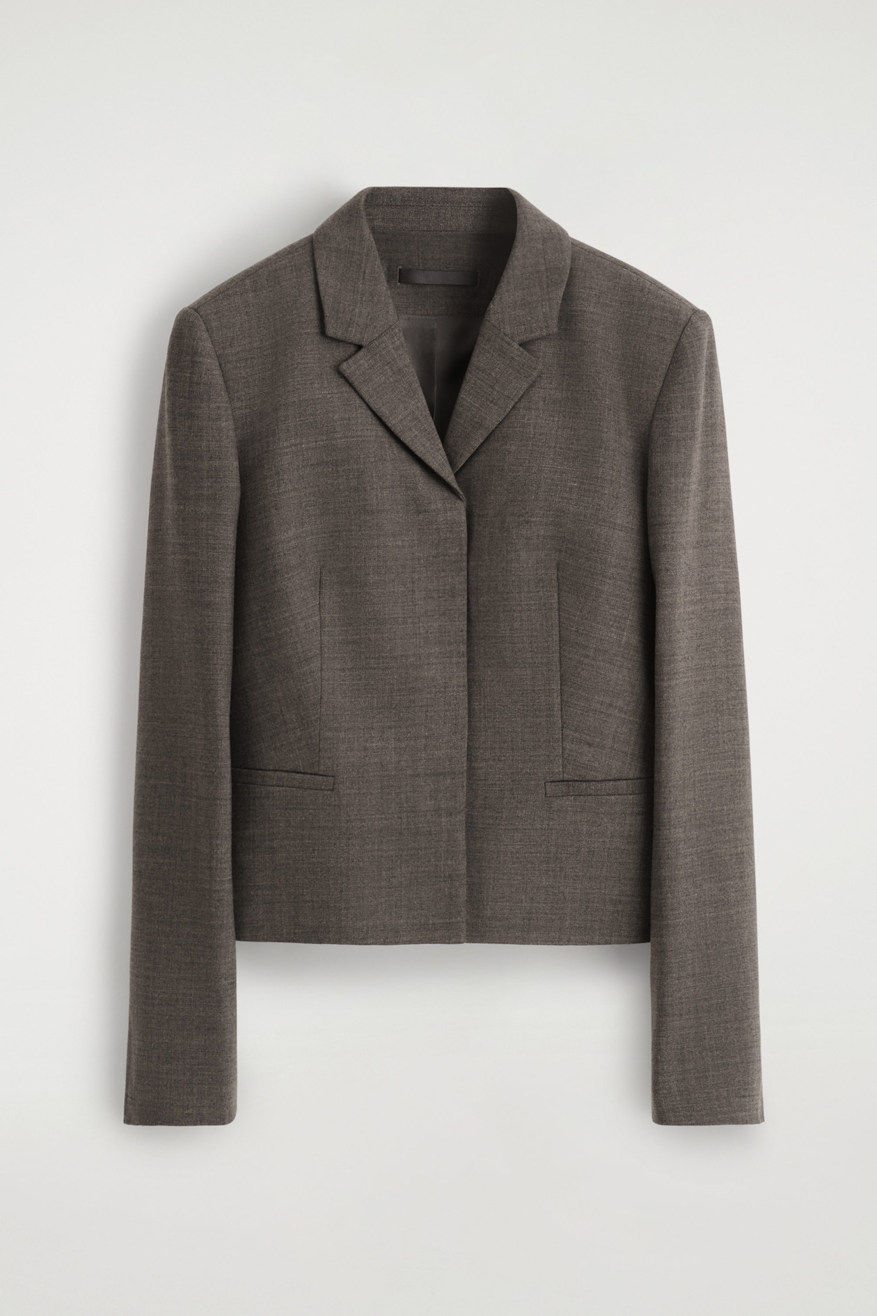 SLIM WAISTED WOOL BLAZER — STONE MÉLANGE
