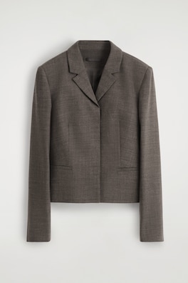 SLIM WAISTED WOOL BLAZER — STONE MÉLANGE 2