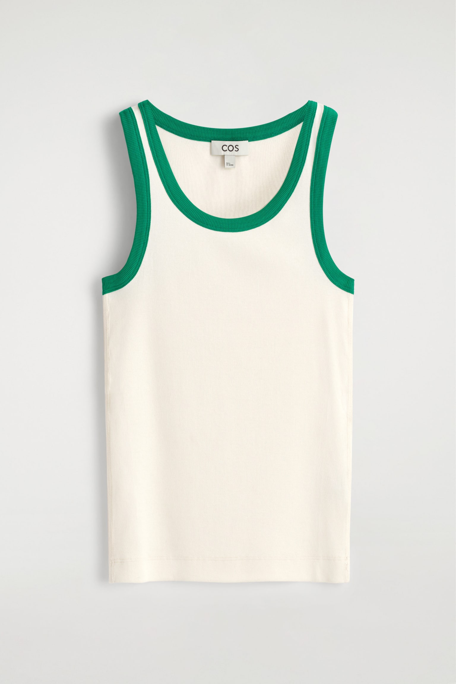 RIBBED COTTON TANK TOP - WHITE / GREEN | COS US