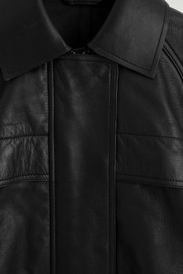 LEATHER WORKWEAR JACKET — BLACK 7