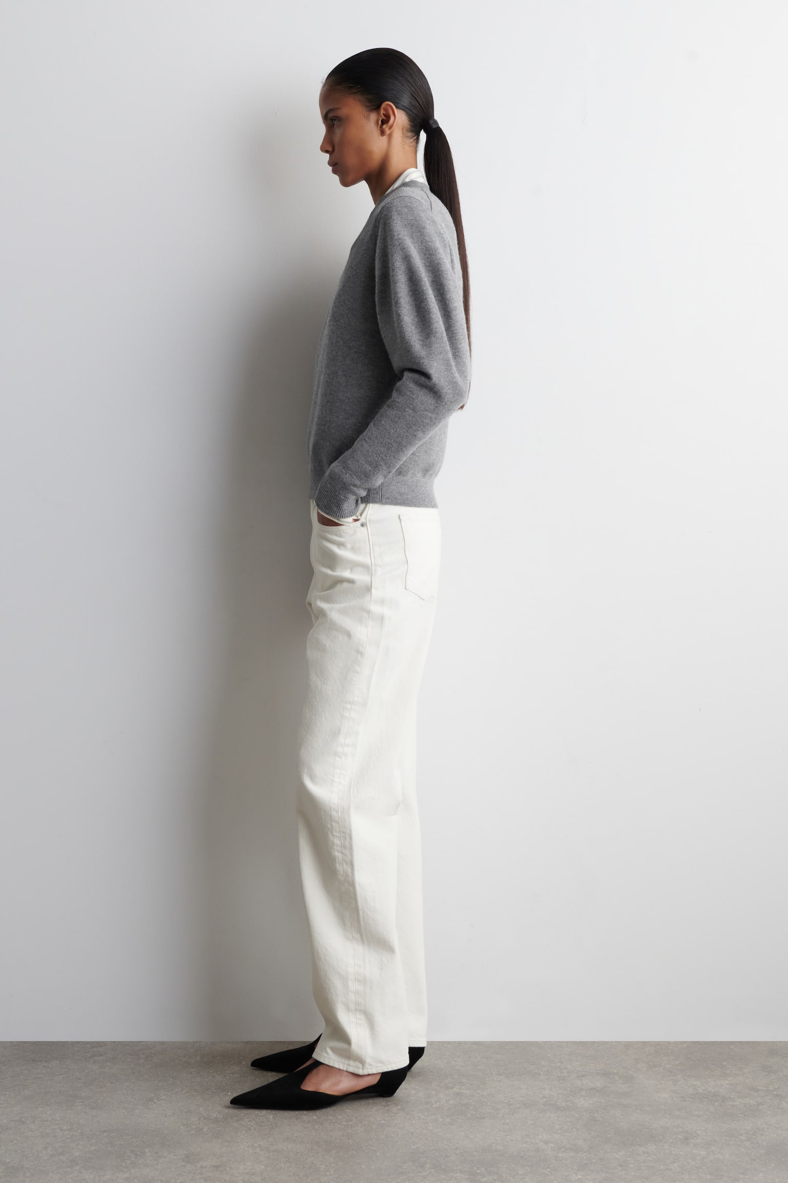 BALLOON-SLEEVE MERINO WOOL JUMPER - אפור - 6