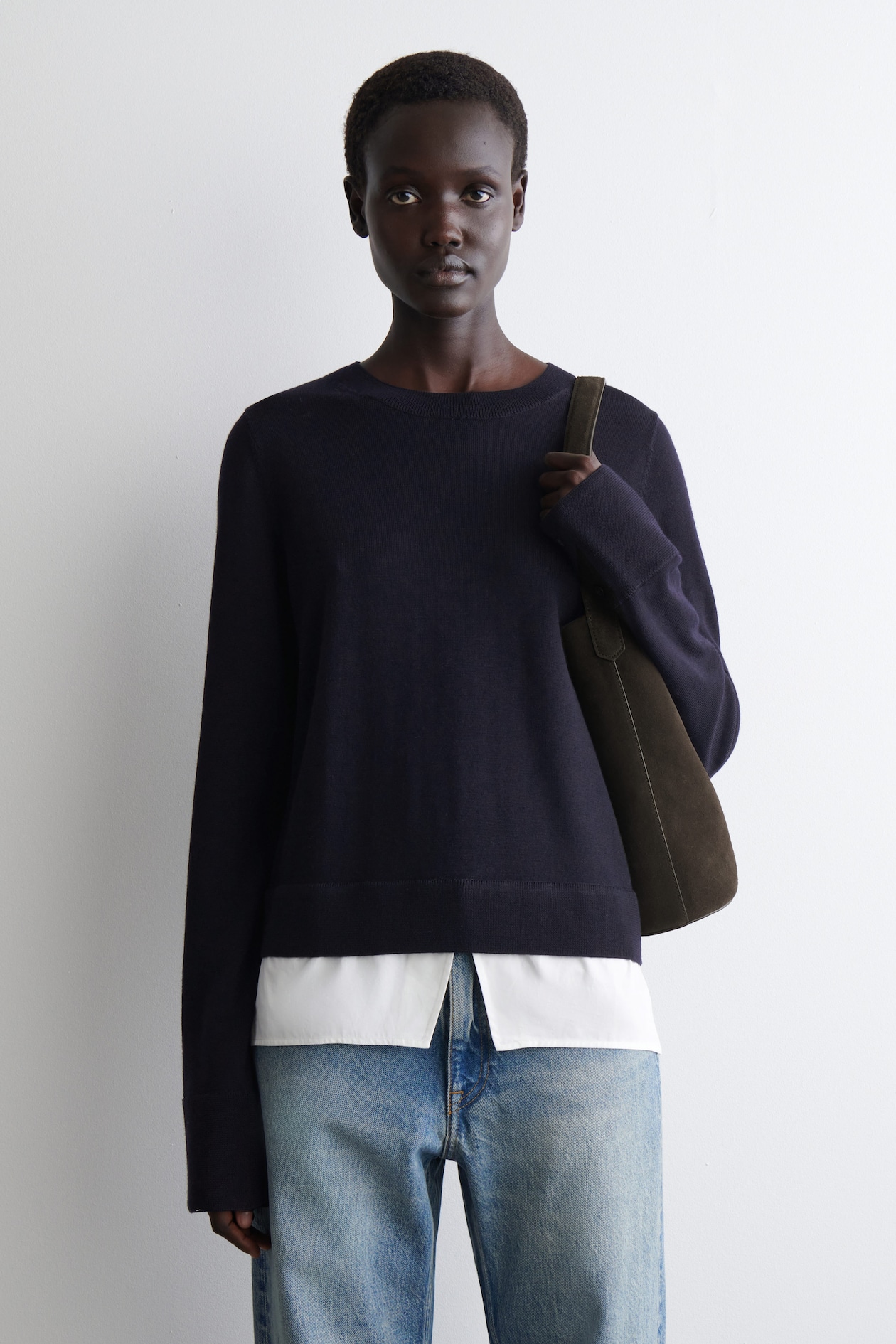 LAYERED MERINO WOOL JUMPER - NAVY | COS NL