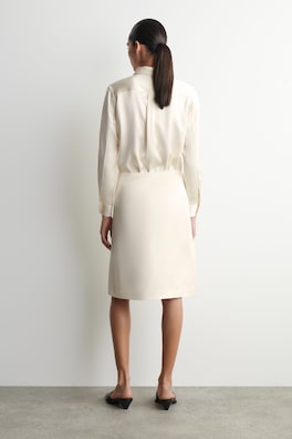 SATIN WRAP SKIRT — WHITE 4