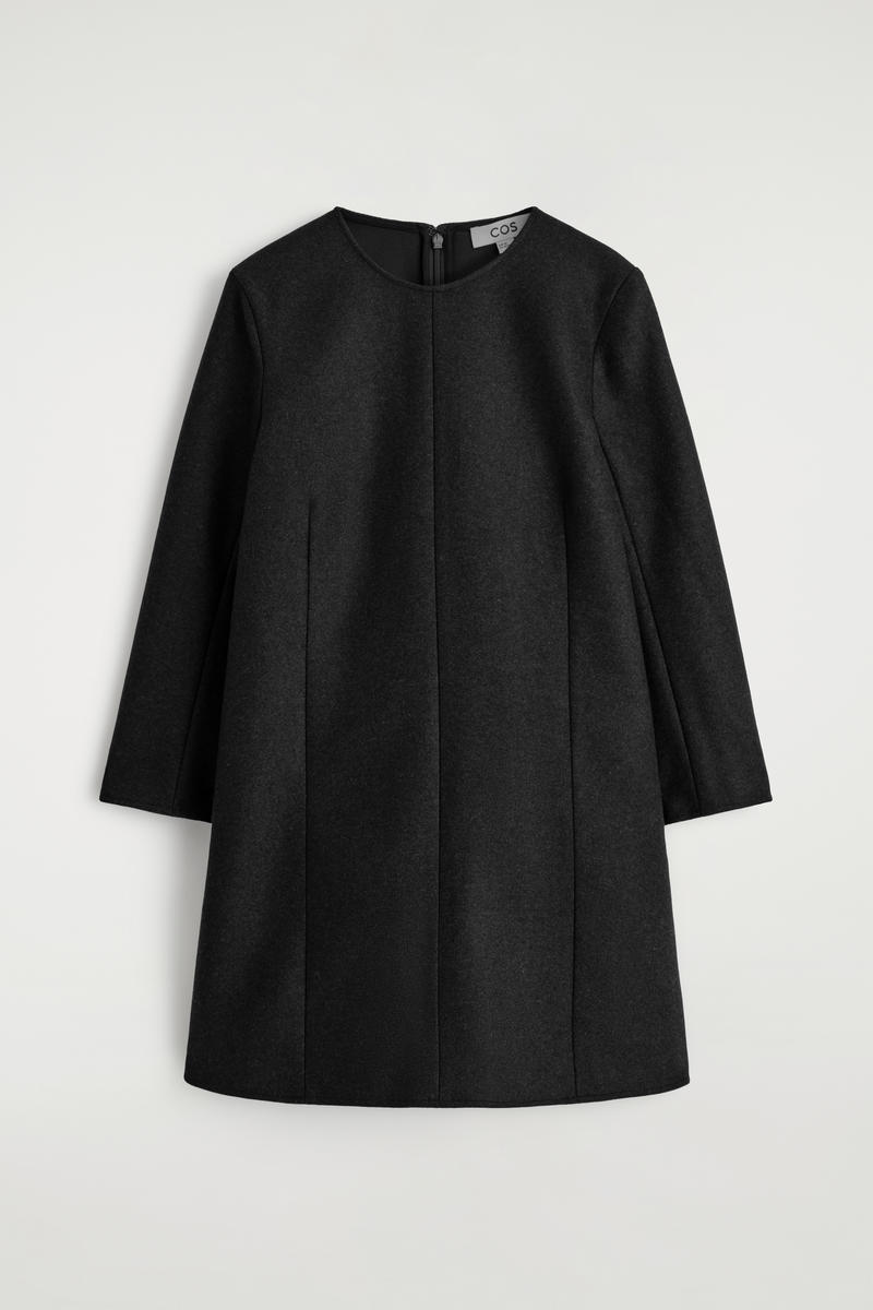 Cos Abito Mini In Lana A Maniche Lunghe In Black