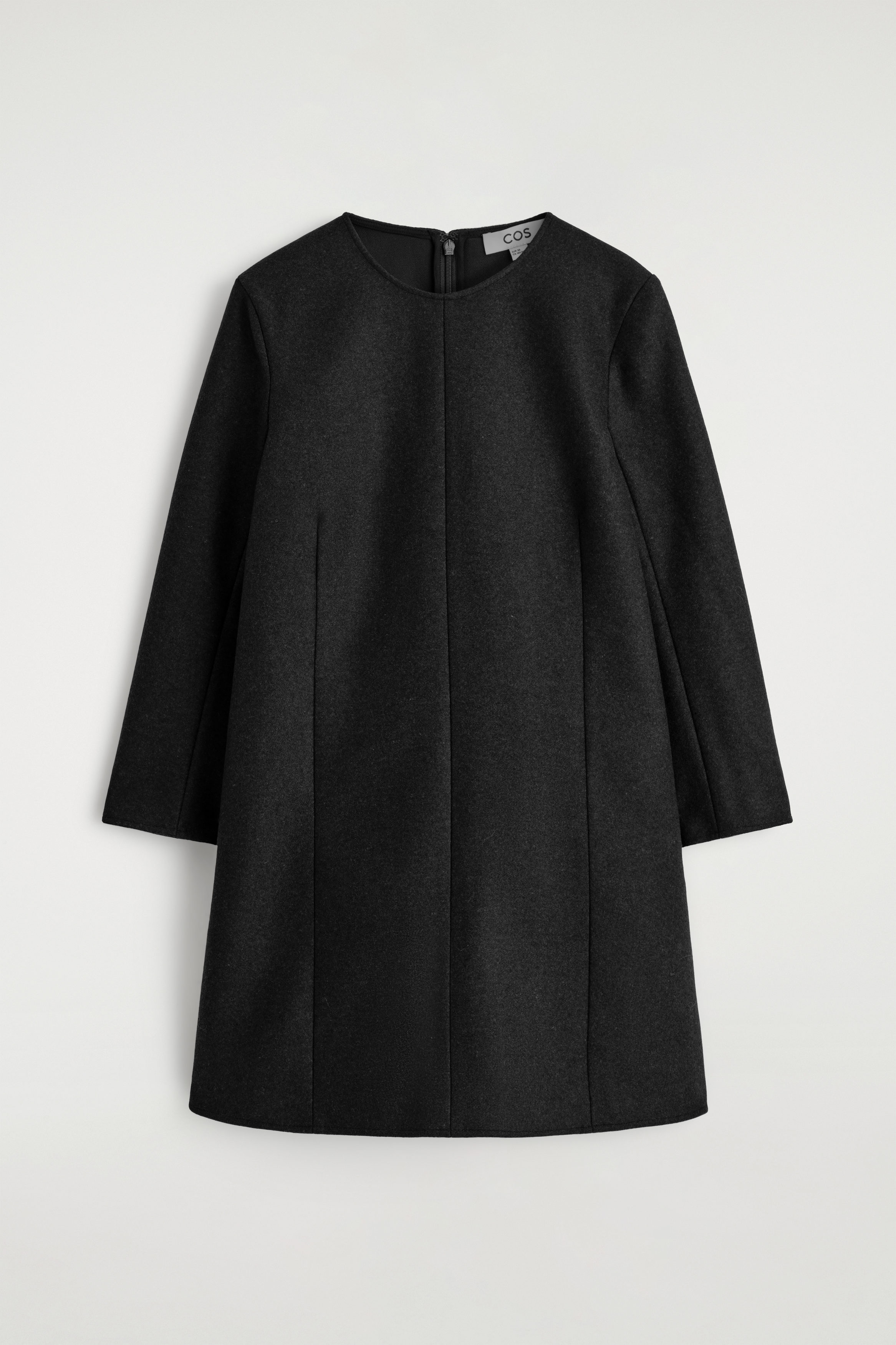 新品 COS SLIMMERINOWOOLTOP XS LONG-SLEEVED WOOL MINI DRESS - BLACK | COS US