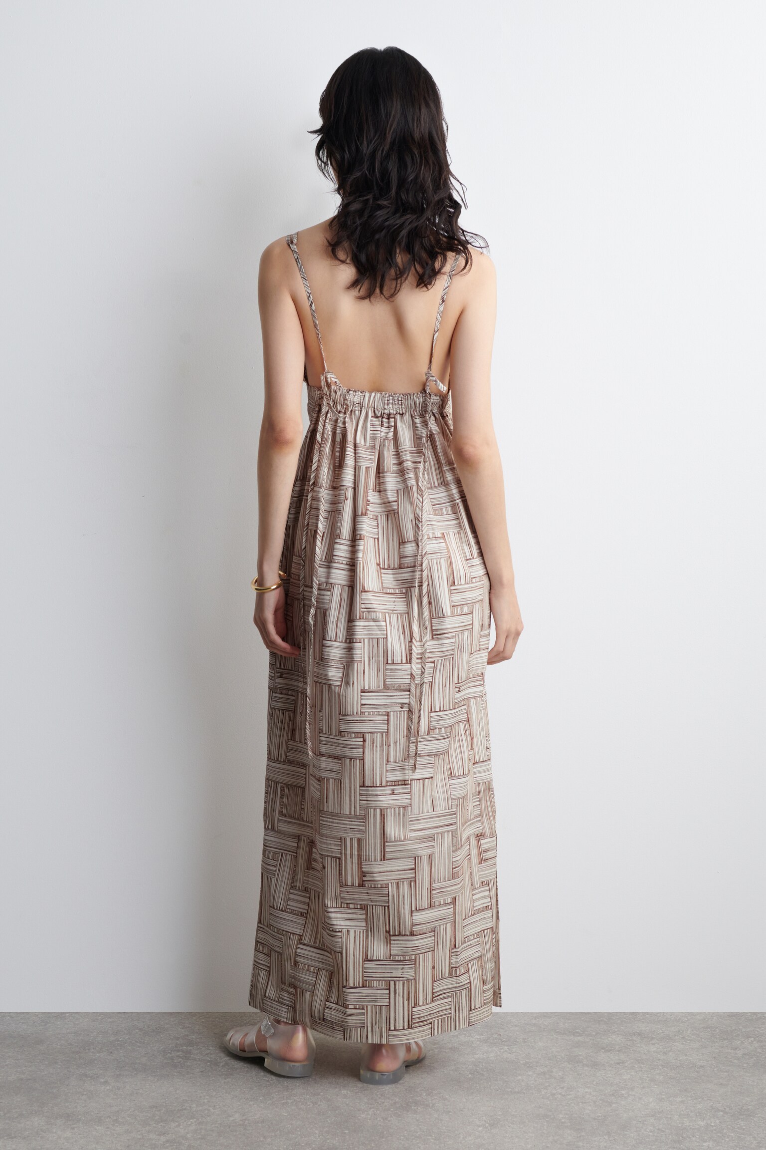 ROBE LONGUE COL EN V IMPRIMÉE - ÉCRU / MARRON / IMPRIMÉ - 3