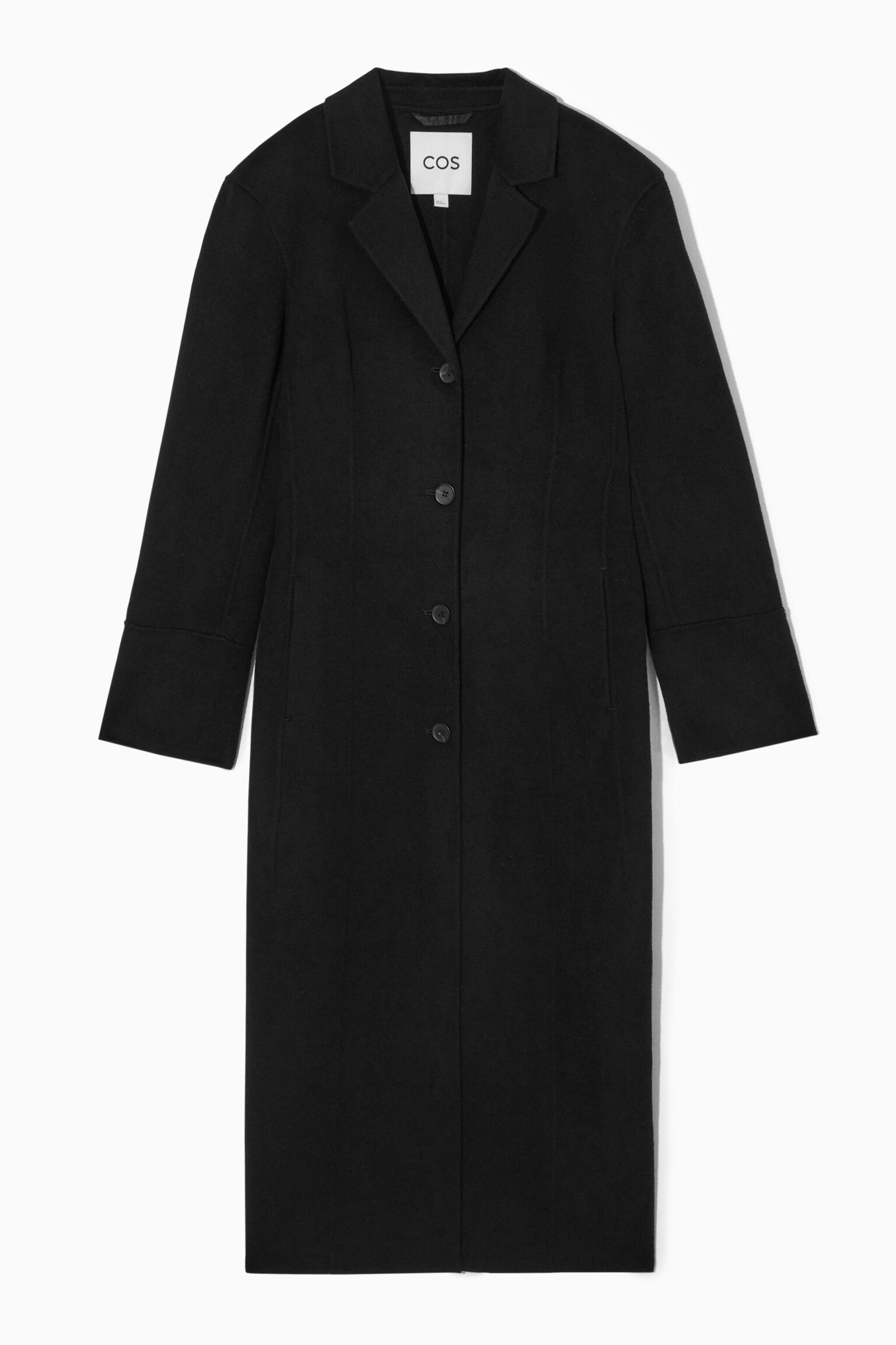 TAILORED DOUBLE-FACED WOOL COAT - BLACK - 1