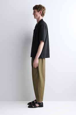CAMP-COLLAR COTTON SHIRT — BLACK 3
