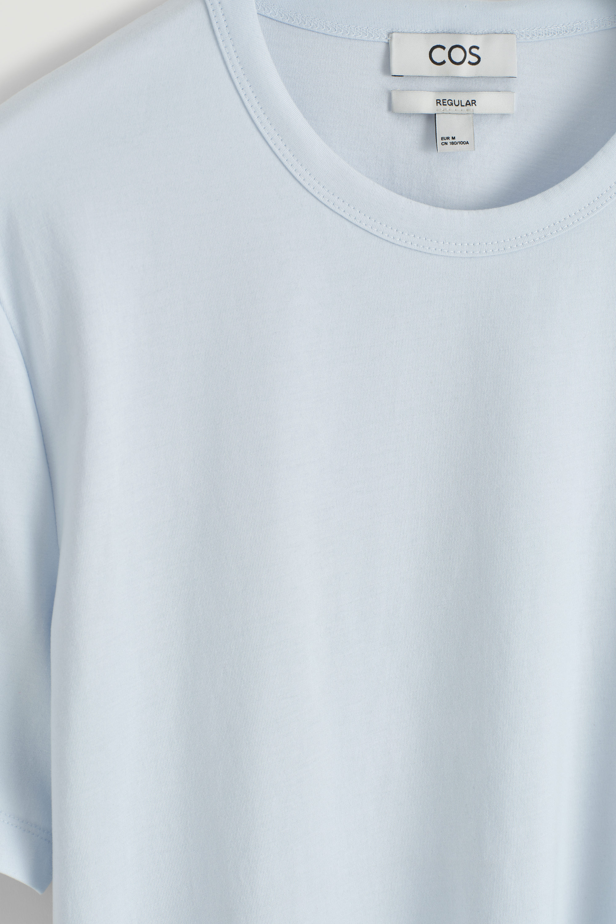 REGULAR BRUSHED-COTTON T-SHIRT - LIGHT BLUE | COS