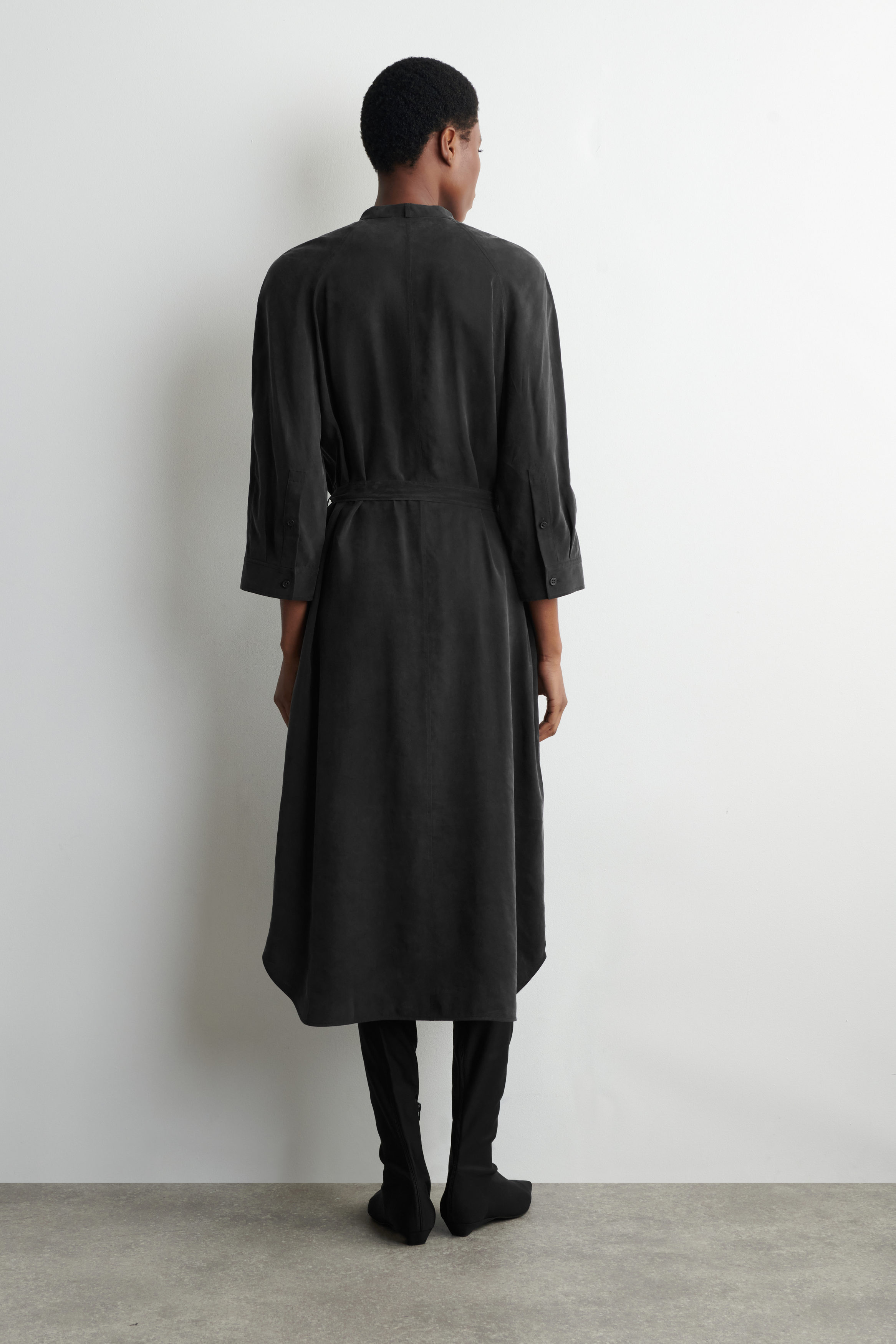 cos long shirt dress COS Belted Midi Shirt Dress - Blue - Size 10
