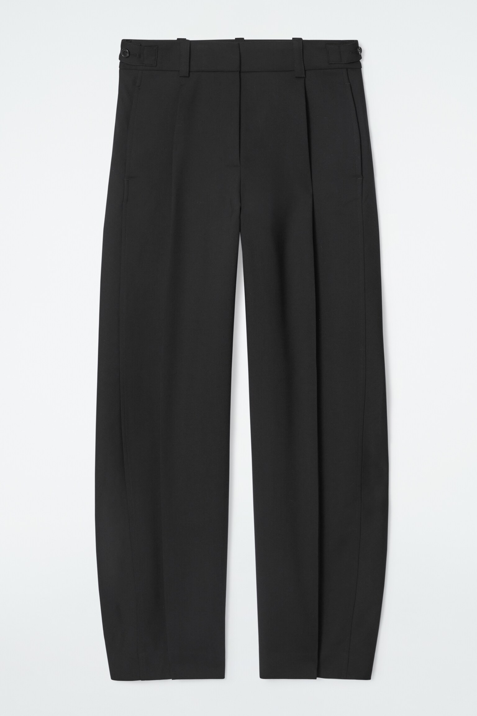 WOOL-BLEND BARREL-LEG TROUSERS - BLACK - 2