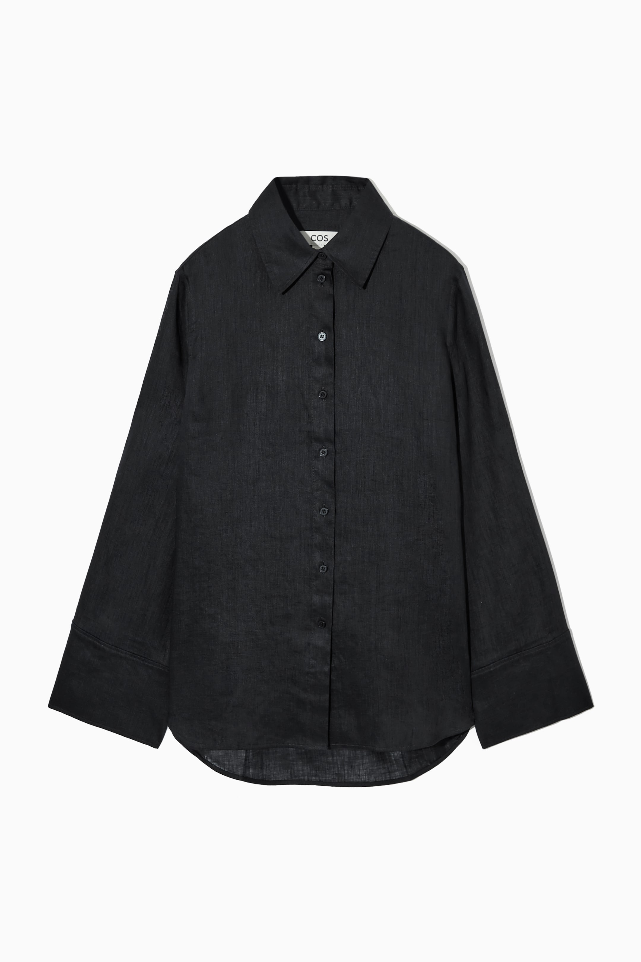Visa större bild: LINNESKJORTA MED VIDA ÄRMAR - MÖRKT MARINBLÅ - DAM | H&M FI 1