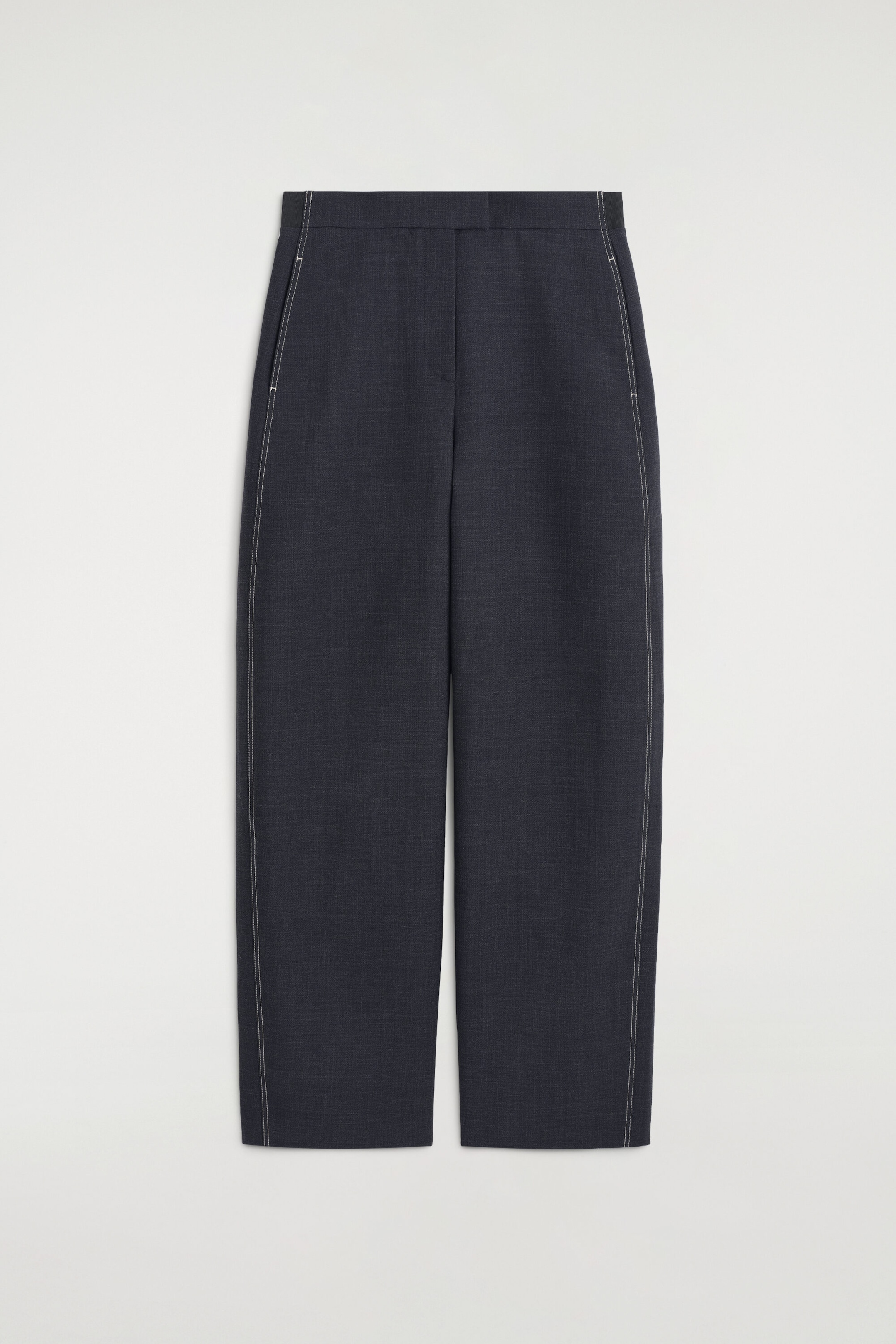TOPSTITCHED BARREL-LEG PANTS