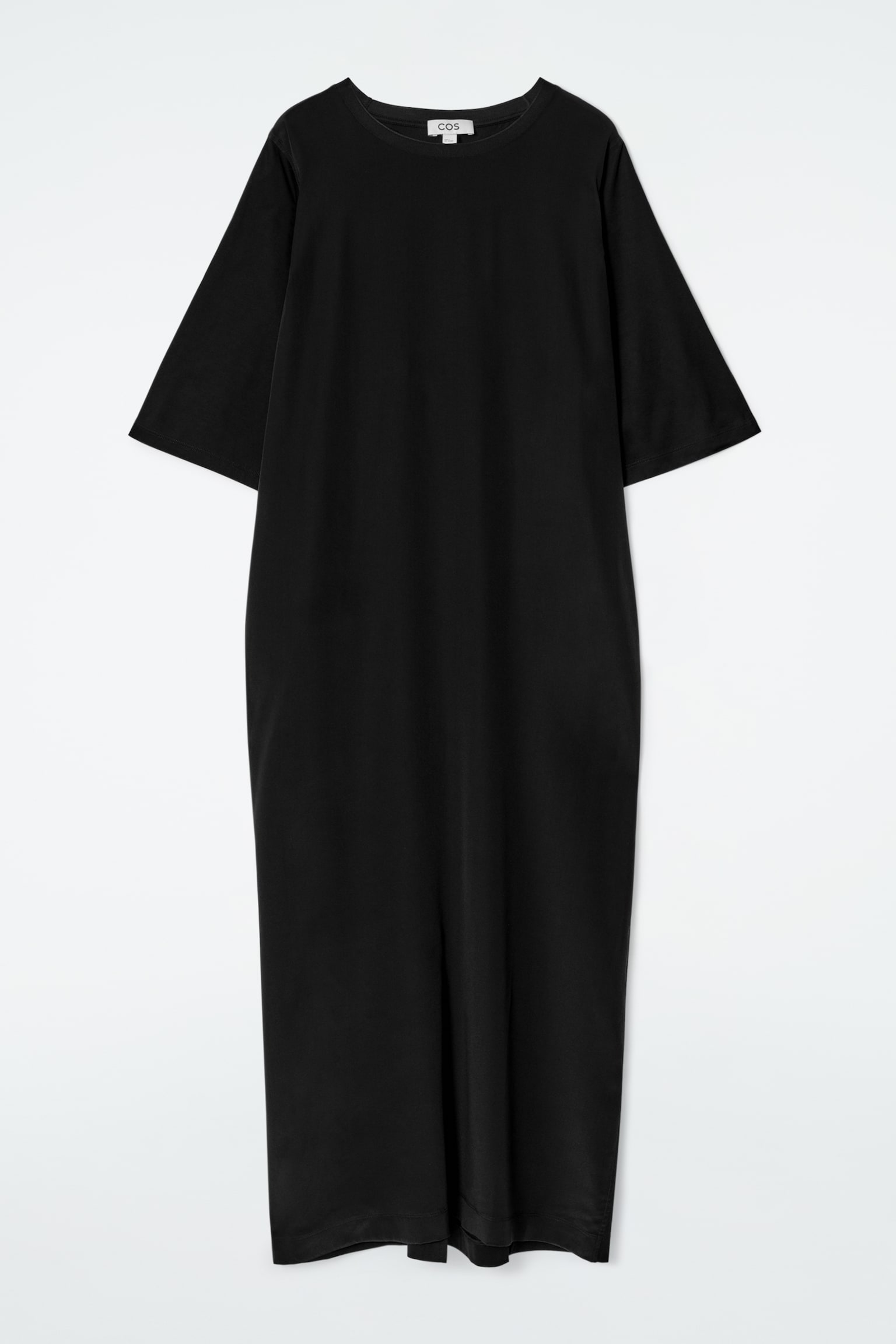 VESTIDO MIDI CON PANEL DE SEDA - NEGRO - 2