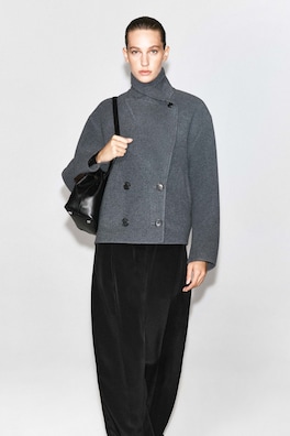 OVERSIZED DOUBLE-FACED WOOL JACKET — GRAY MÉLANGE 3