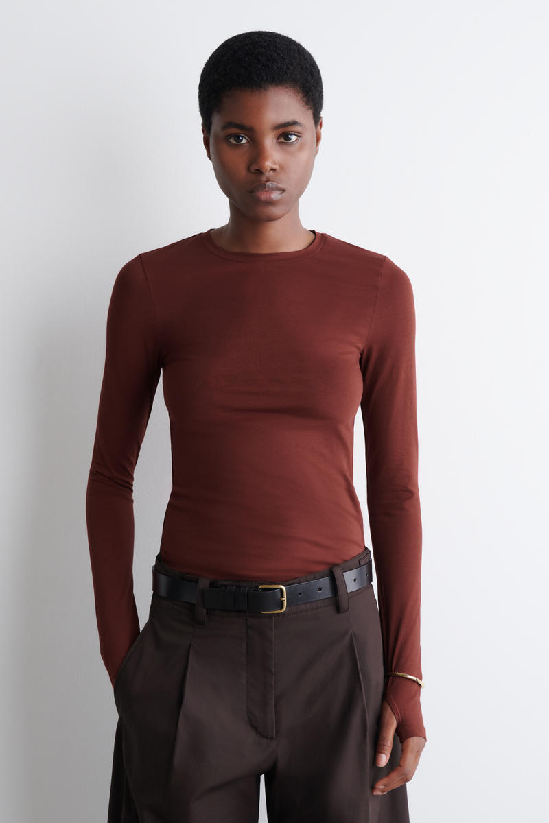 Cos Slim Lightweight Long-sleeved Top In Red