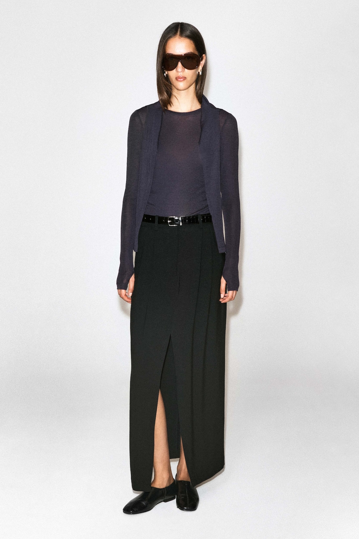 SLIM MERINO WOOL TOP — DARK PURPLE