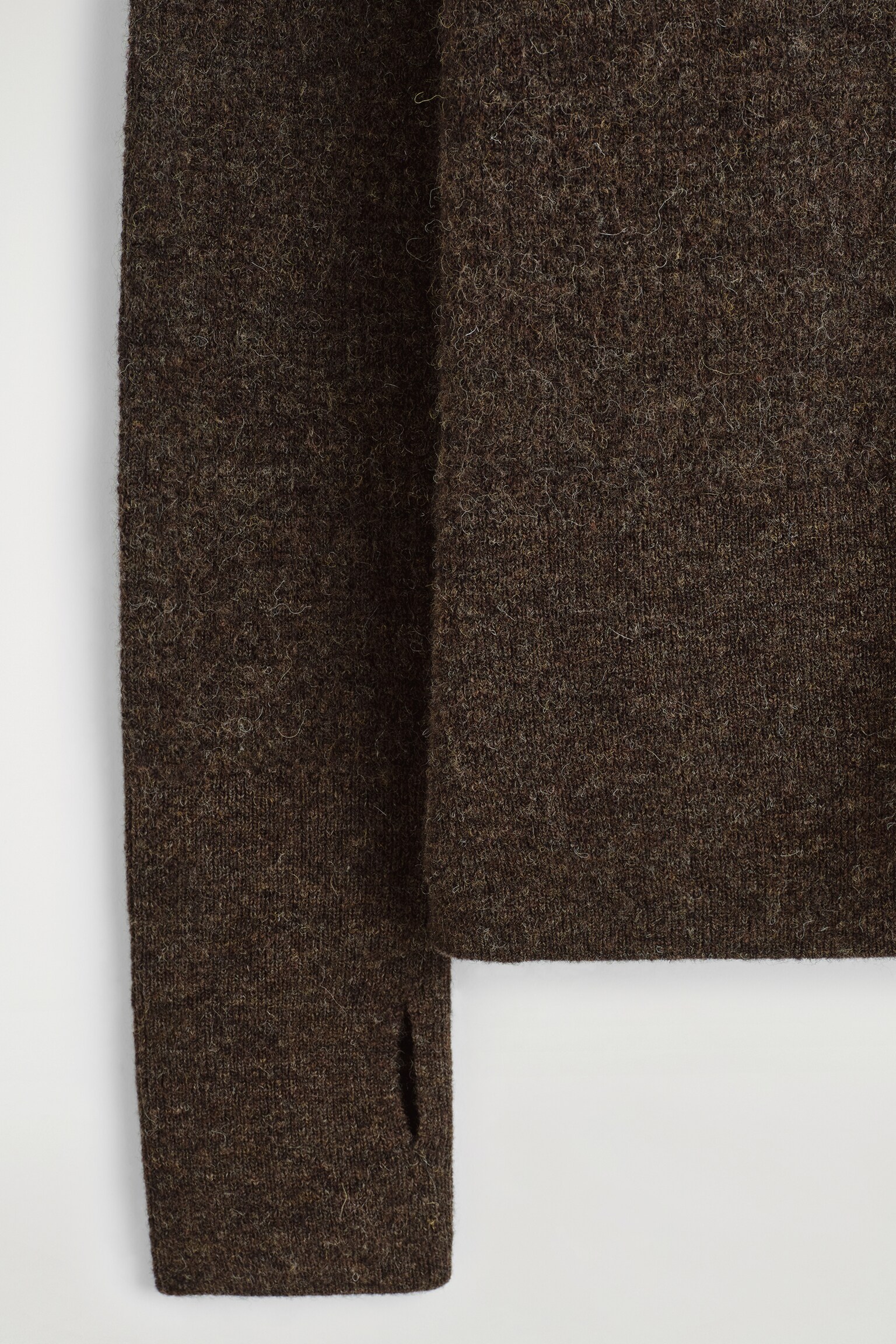 ALPACA MERINO WOOL HIGH-NECK CARDIGAN - BROWN MÉLANGE/NAVY MÉLANGE - 6