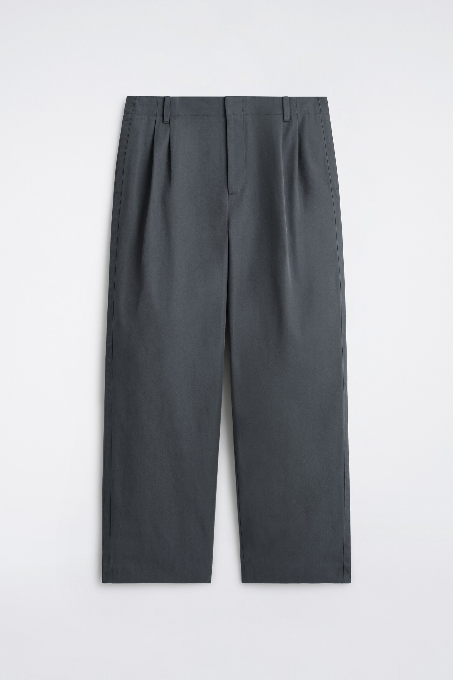 PLEATED WIDE-LEG TROUSERS - DARK GREY/BLACK - 2
