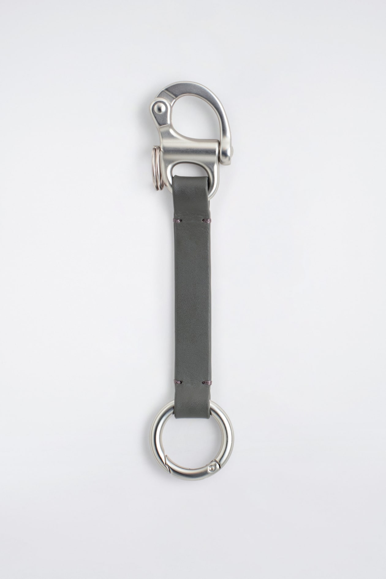 DOUBLE-ENDED LEATHER LANYARD — GREY