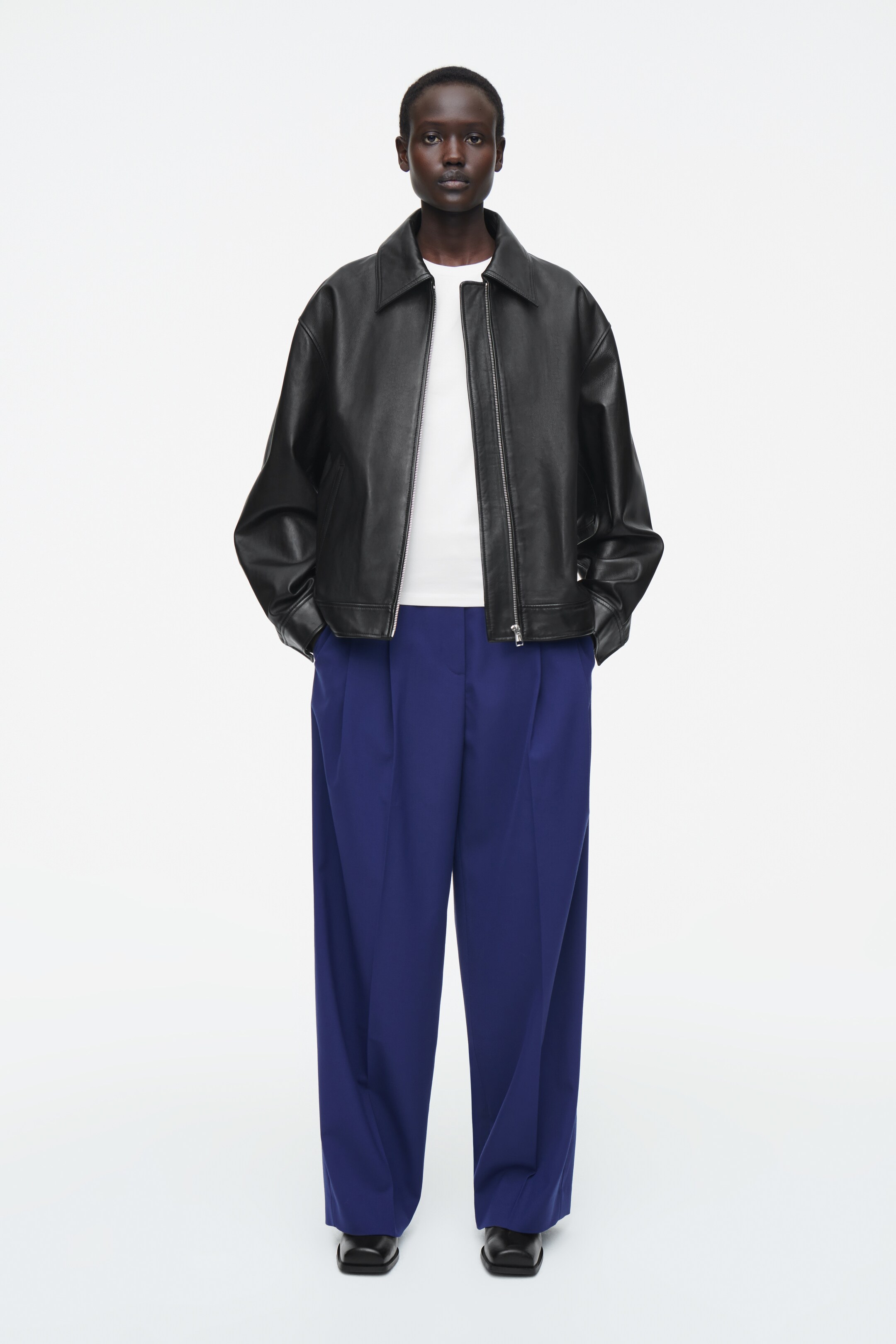 View larger image: RELAXED TWILL WIDE-LEG TROUSERS - BLUE - Ladies | H&M GB 2