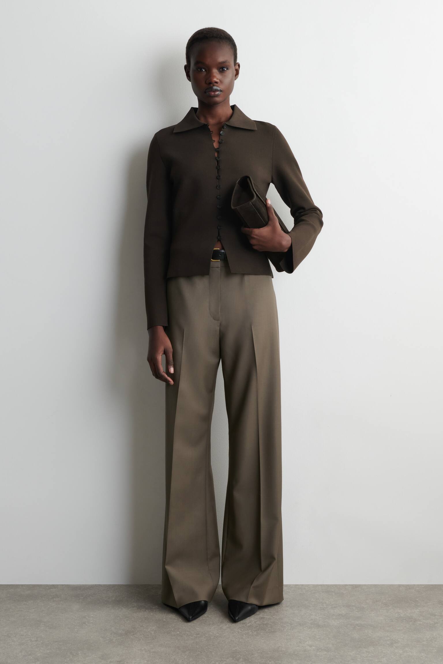 CARDIGAN AVVITATO IN MAGLIA MILANO - MARRONE SCURO/MARRONE RUGGINE - 3