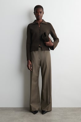 WAISTED MILANO-KNIT CARDIGAN — DARK BROWN 3