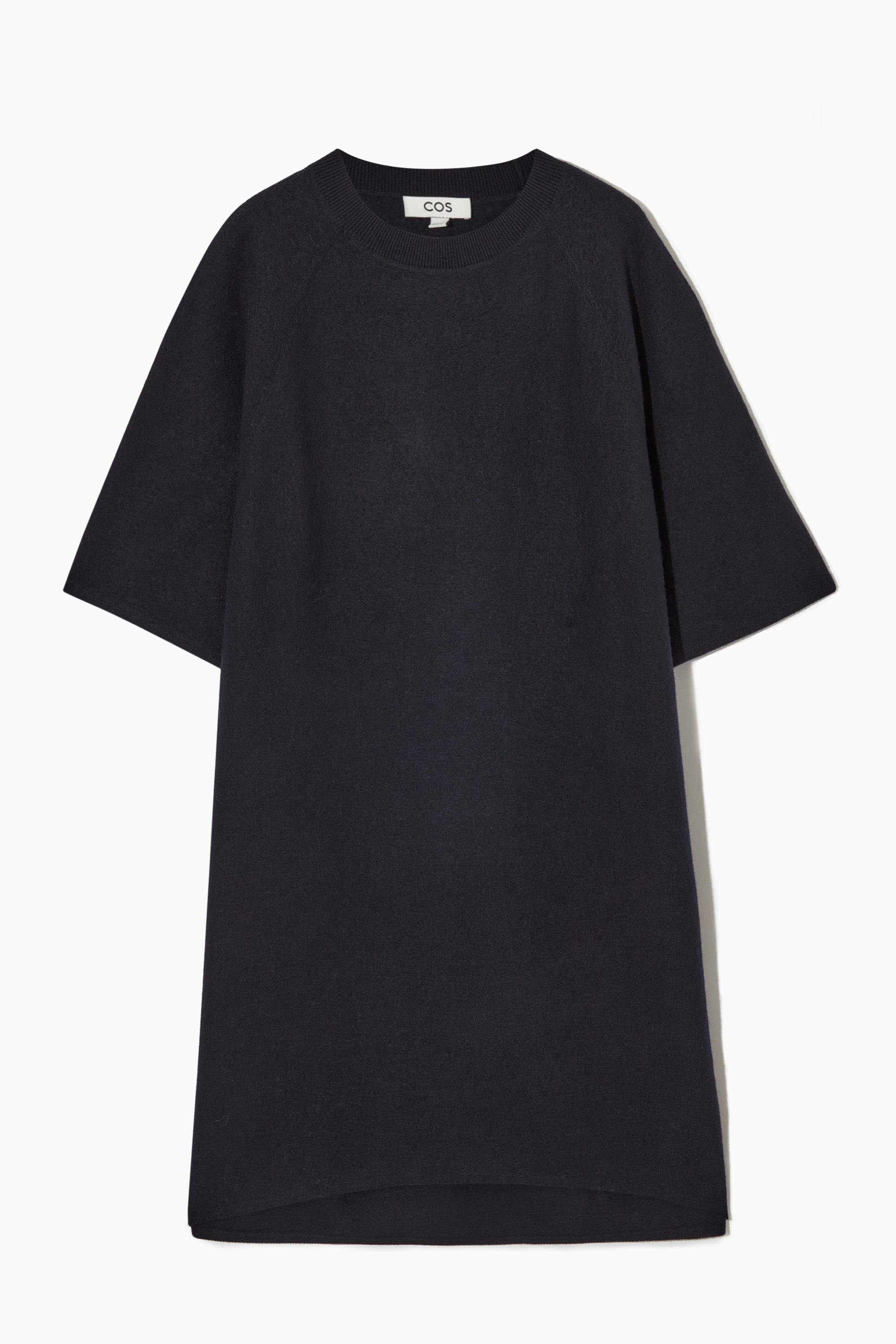 OVERSIZED-FIT WOOL T-SHIRT DRESS - NAVY | COS