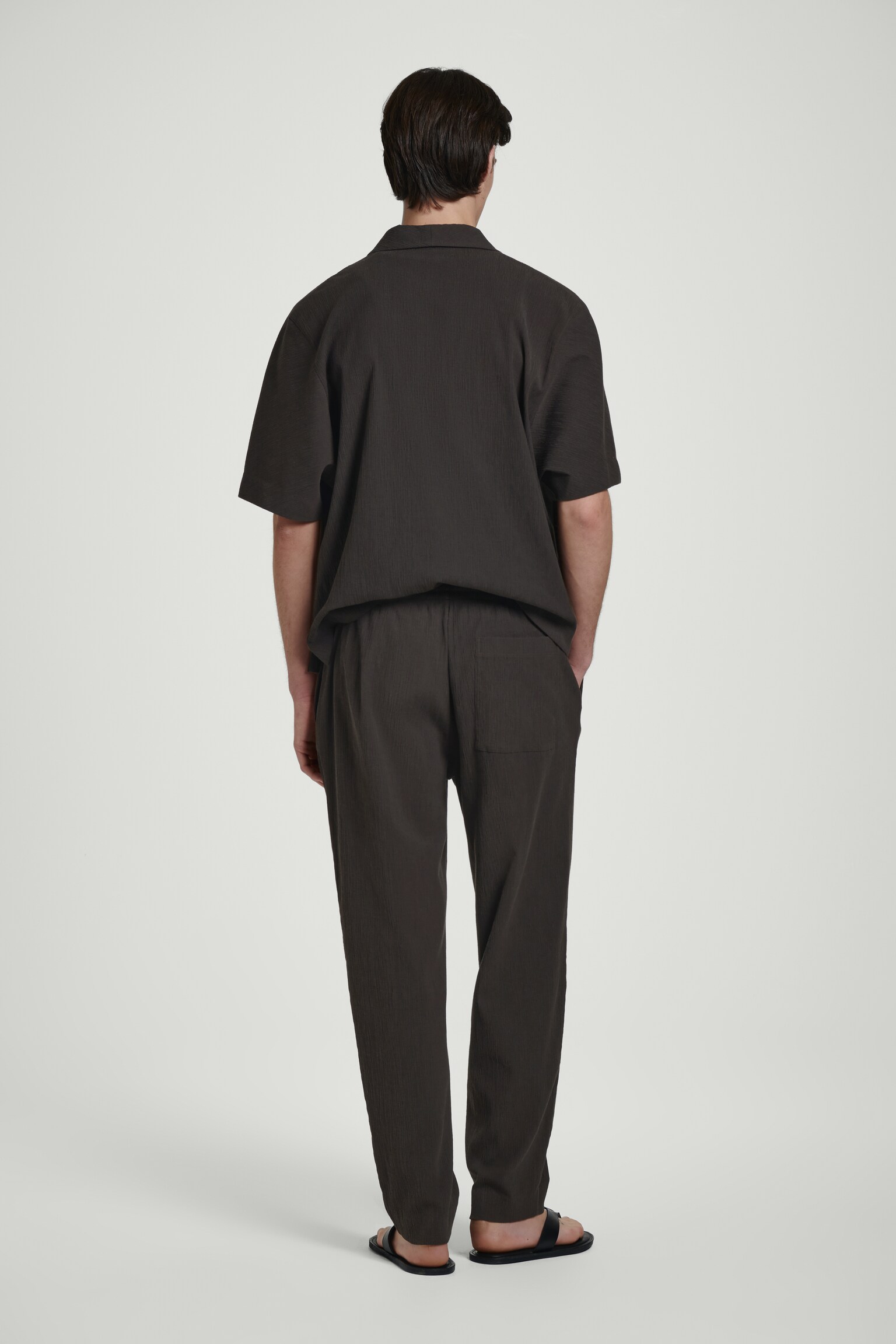 PANTALONI IN COTONE INCRESPATO - MARRONE SCURO - 7