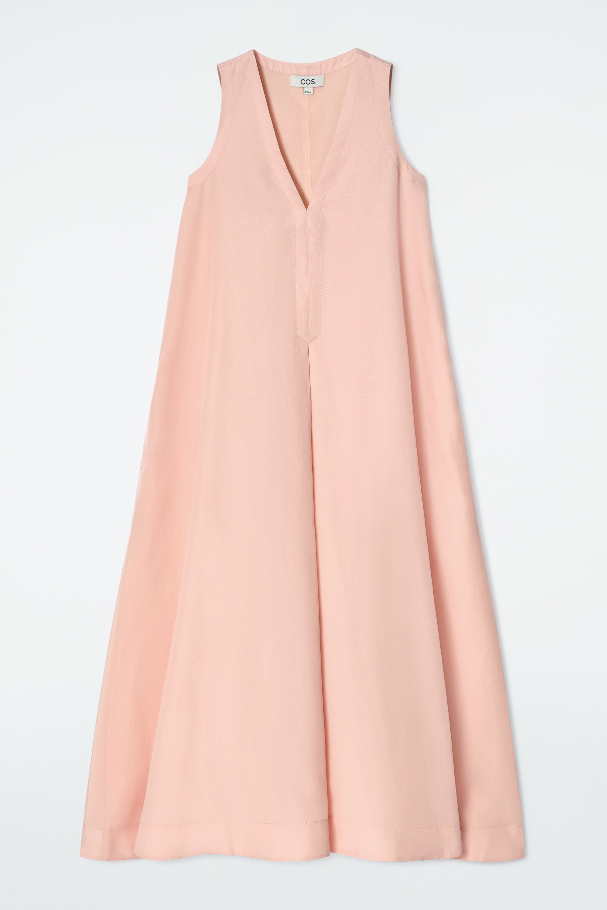 ABITO MAXI A TRAPEZIO IN MISTO LINO - ALBICOCCA/MARRONE