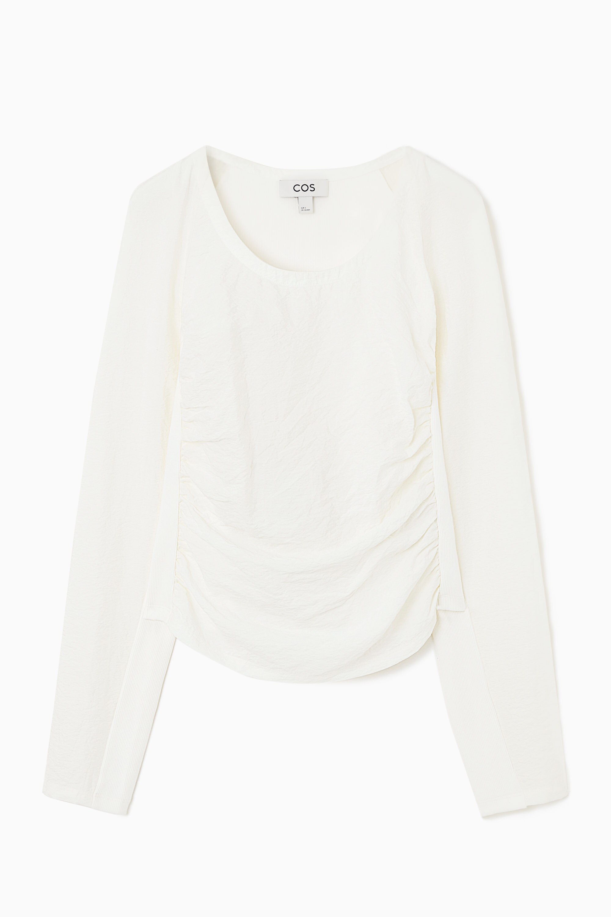 SILK-PANELLED SCOOP-NECK TOP - IVORY | COS