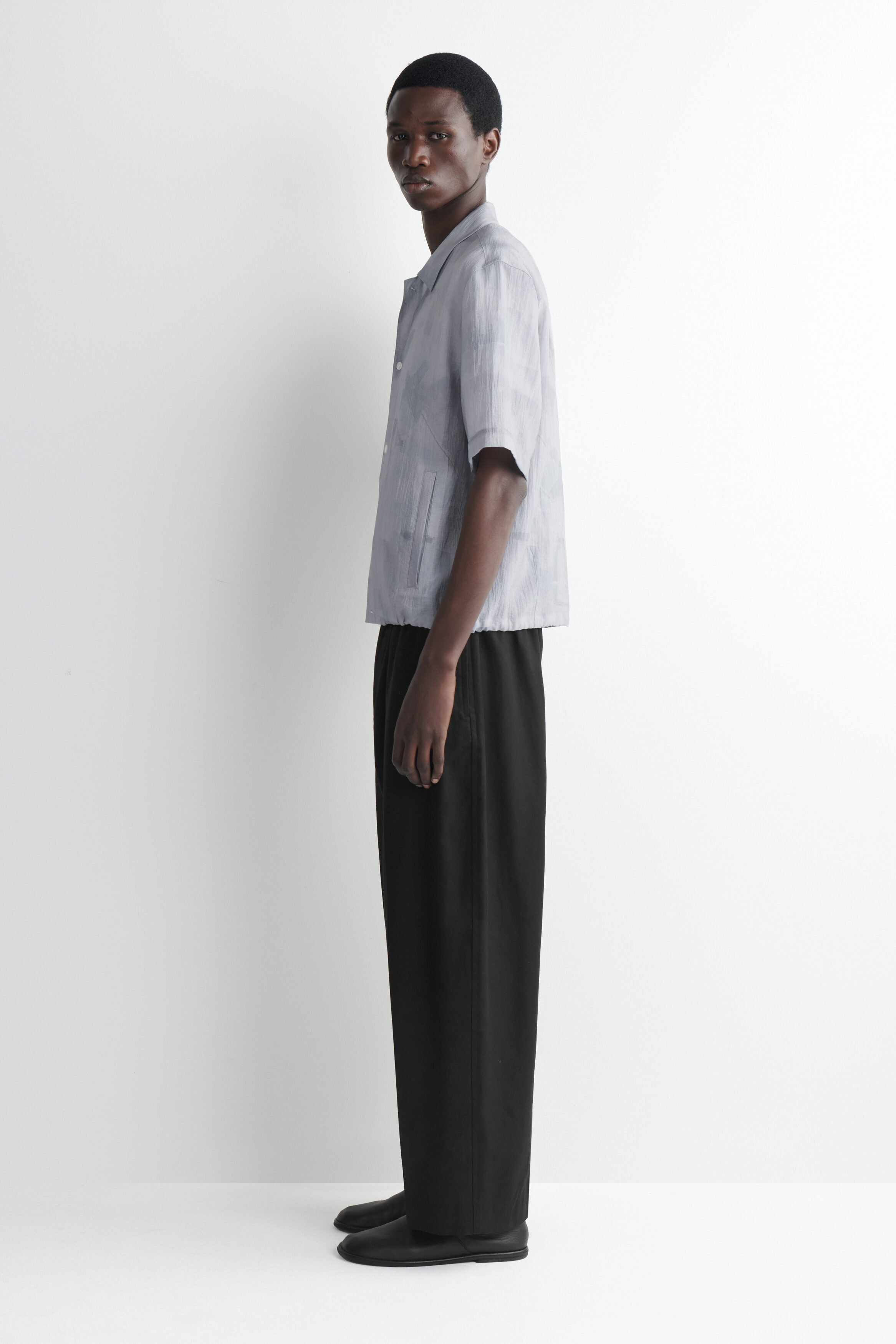 TEXTURED DRAWSTRING-HEM SHIRT - thumbnail 4