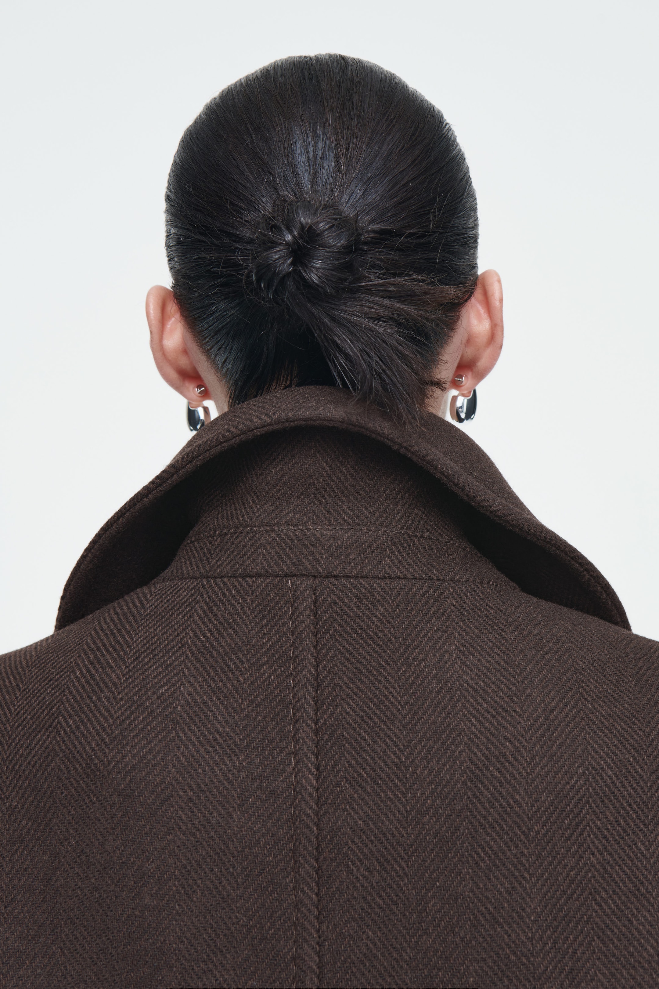 DOUBLE-BREASTED WOOL-HERRINGBONE COAT