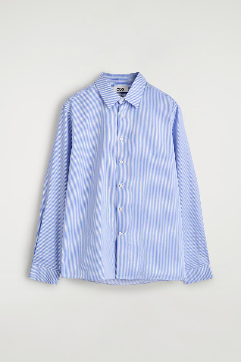 Cos Slim Tailored Poplin Shirt In Blue In Blue