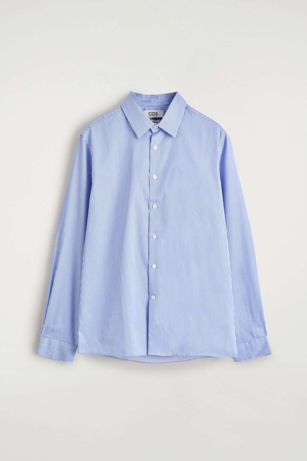 SLIM TAILORED POPLIN SHIRT — BLUE / STRIPED