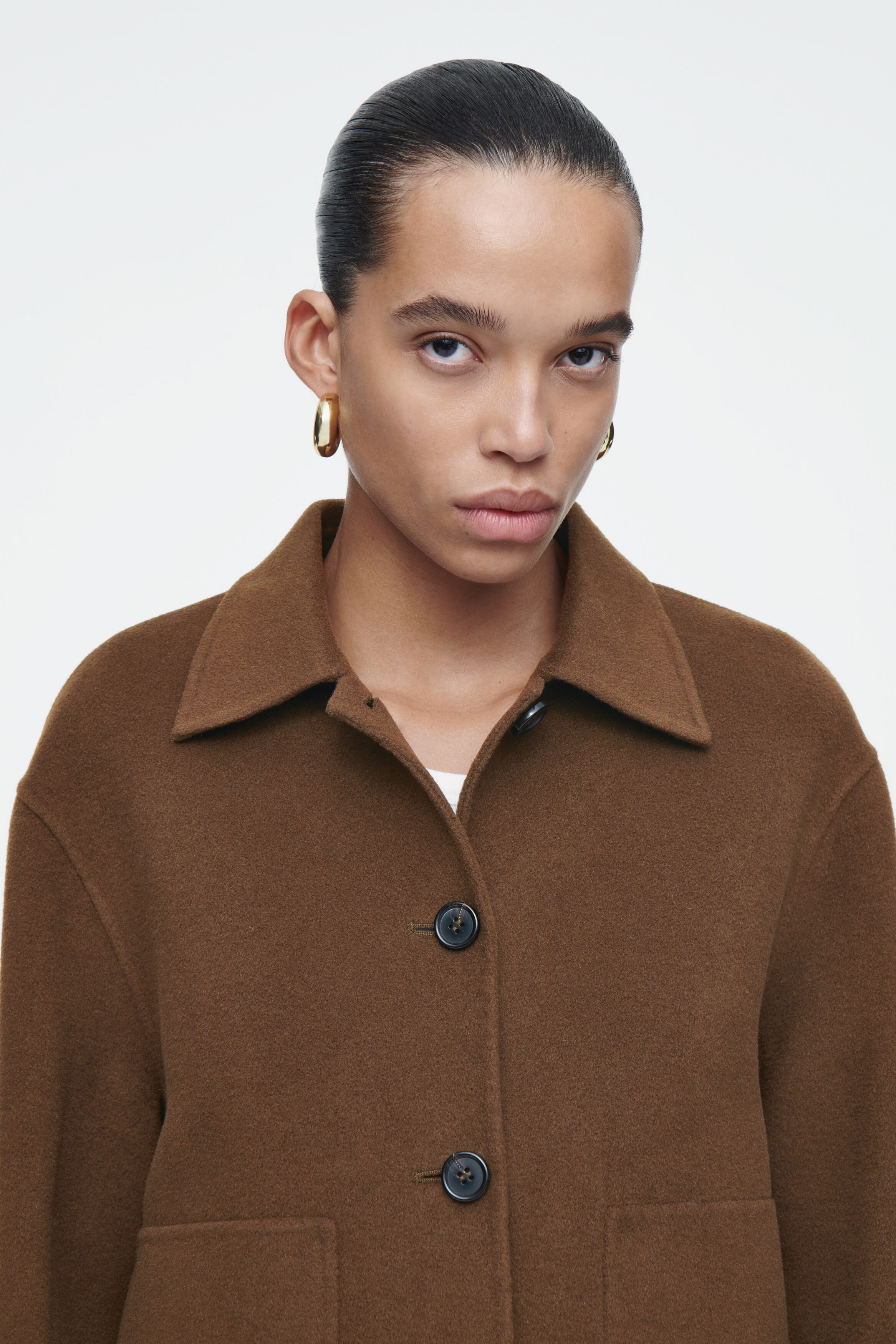 ジャケット・アウター COS BOXY DOUBLE-FACED WOOL JACKET BOXY DOUBLE-FACED WOOL JACKET - BROWN | COS
