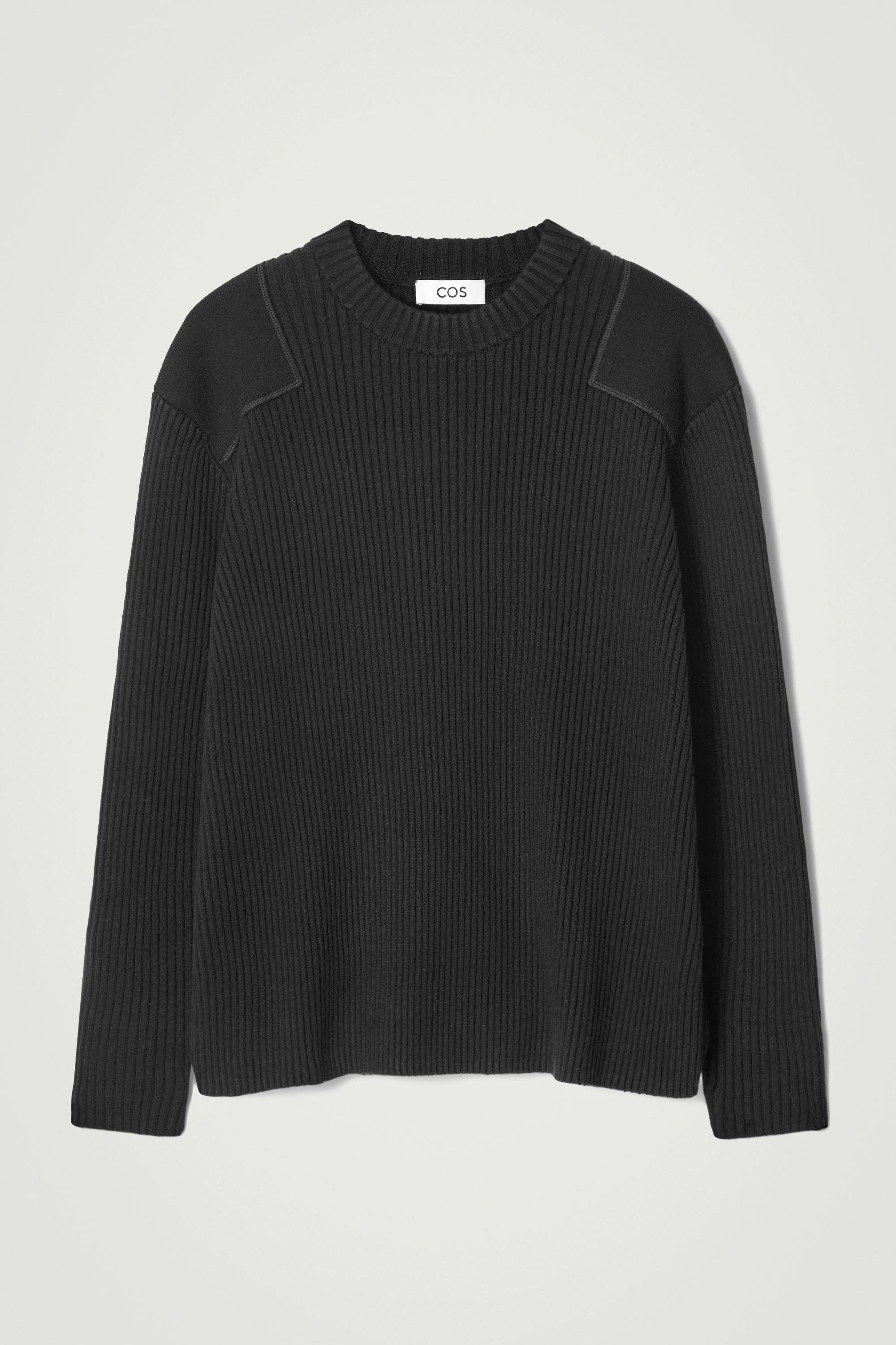 PATCH-DETAIL WOOL-BLEND SWEATER - BLACK | COS