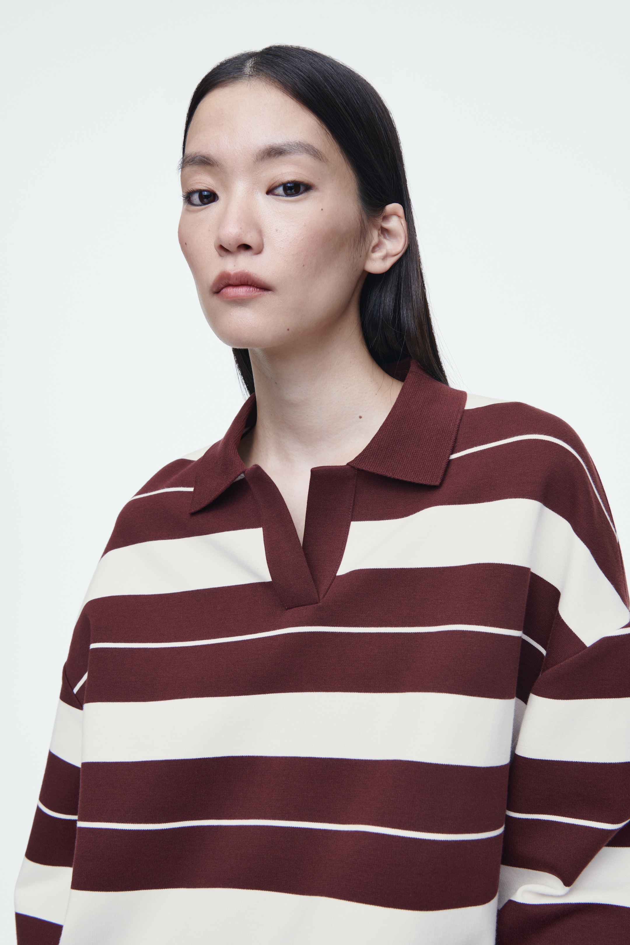 View larger image: STRIPED JERSEY RUGBY SHIRT - BURGUNDY / STRIPED - Ladies | H&M GB 5